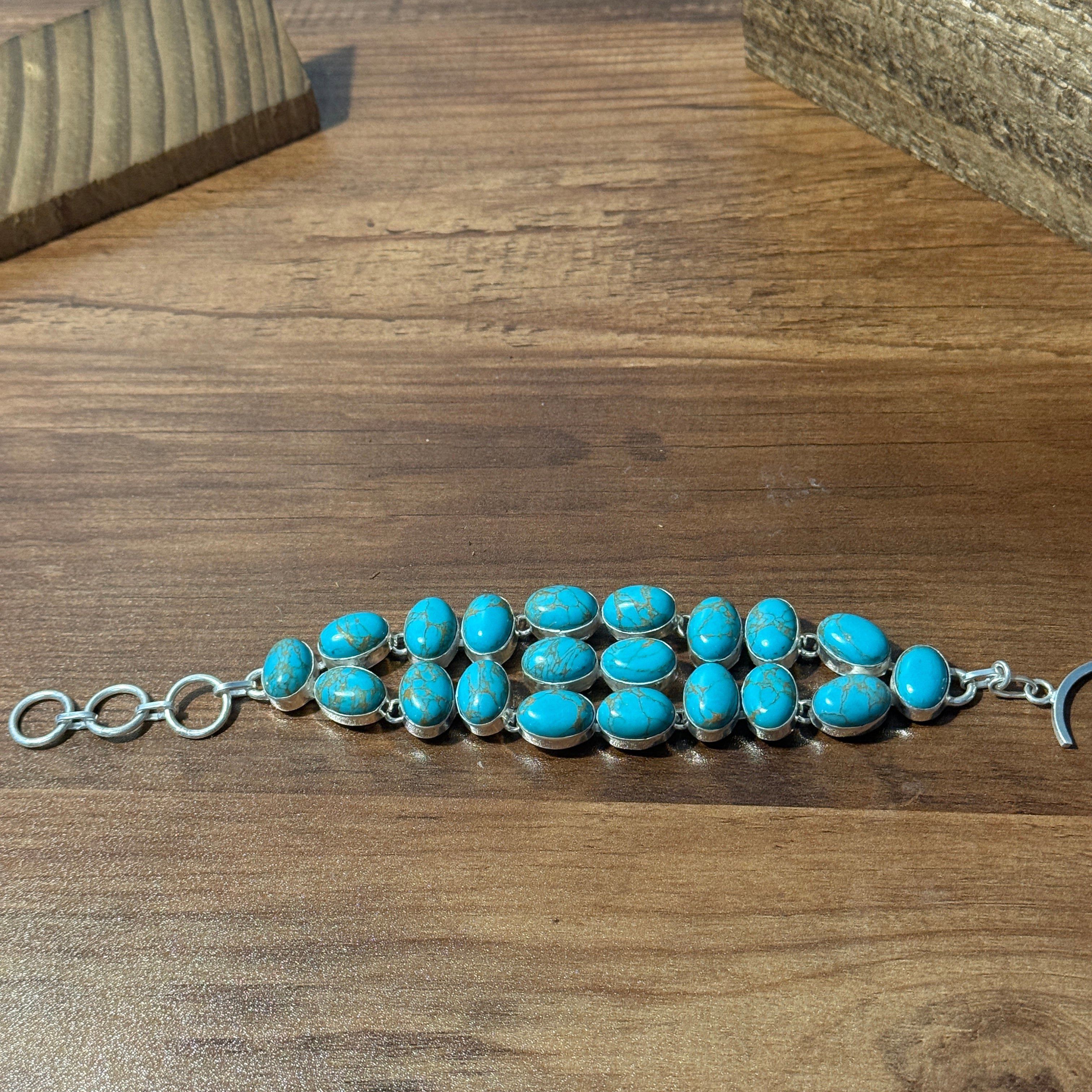 Other Blue Copper Dahlia Turquoise Gemstone Sterling Bracelet Size ONE SIZE - 6 Thumbnail