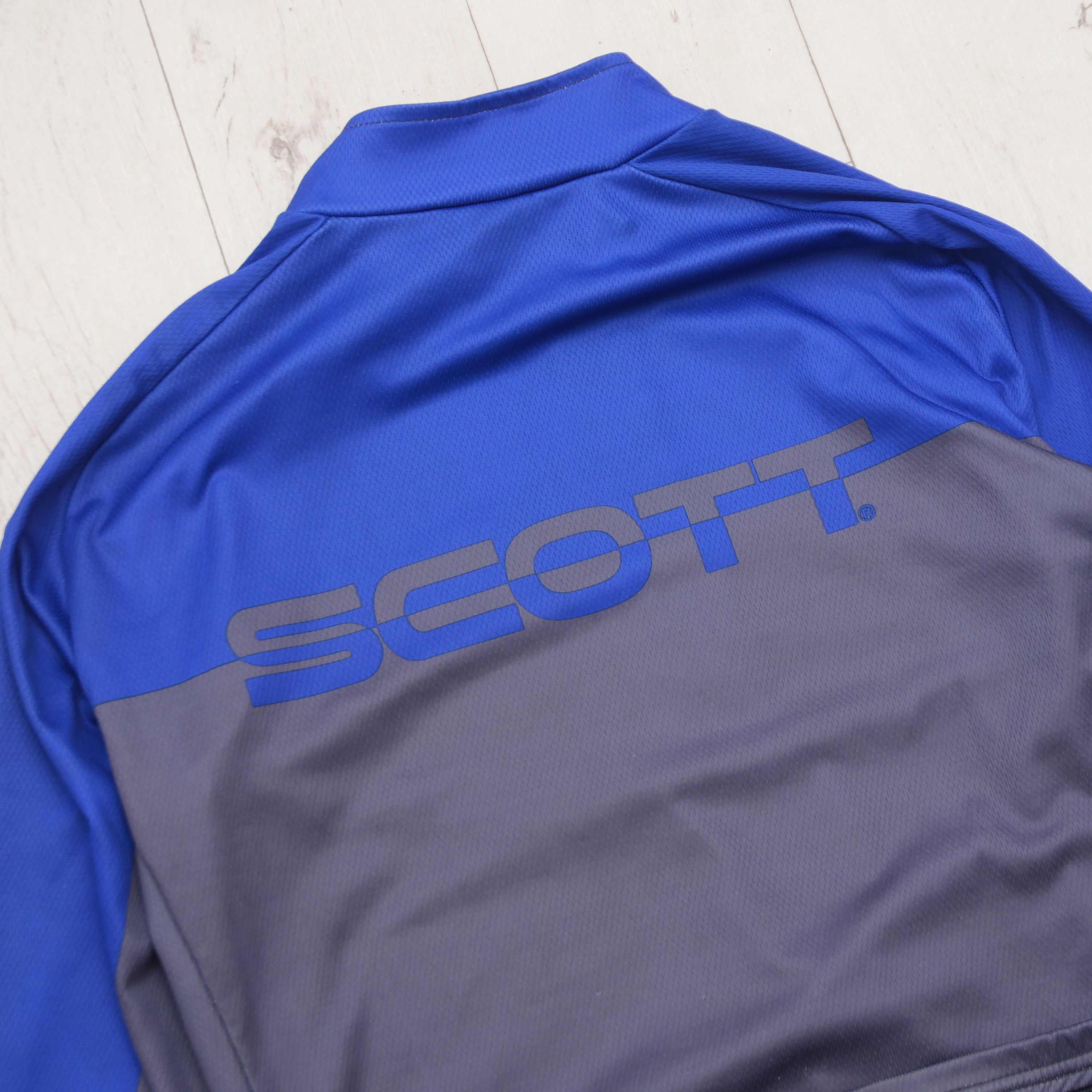 Bicycle × Schott SCOTT Cycling Jacket Men's M Blue Coolmax Vintage Jersey Size US M / EU 48-50 / 2 - 8 Thumbnail