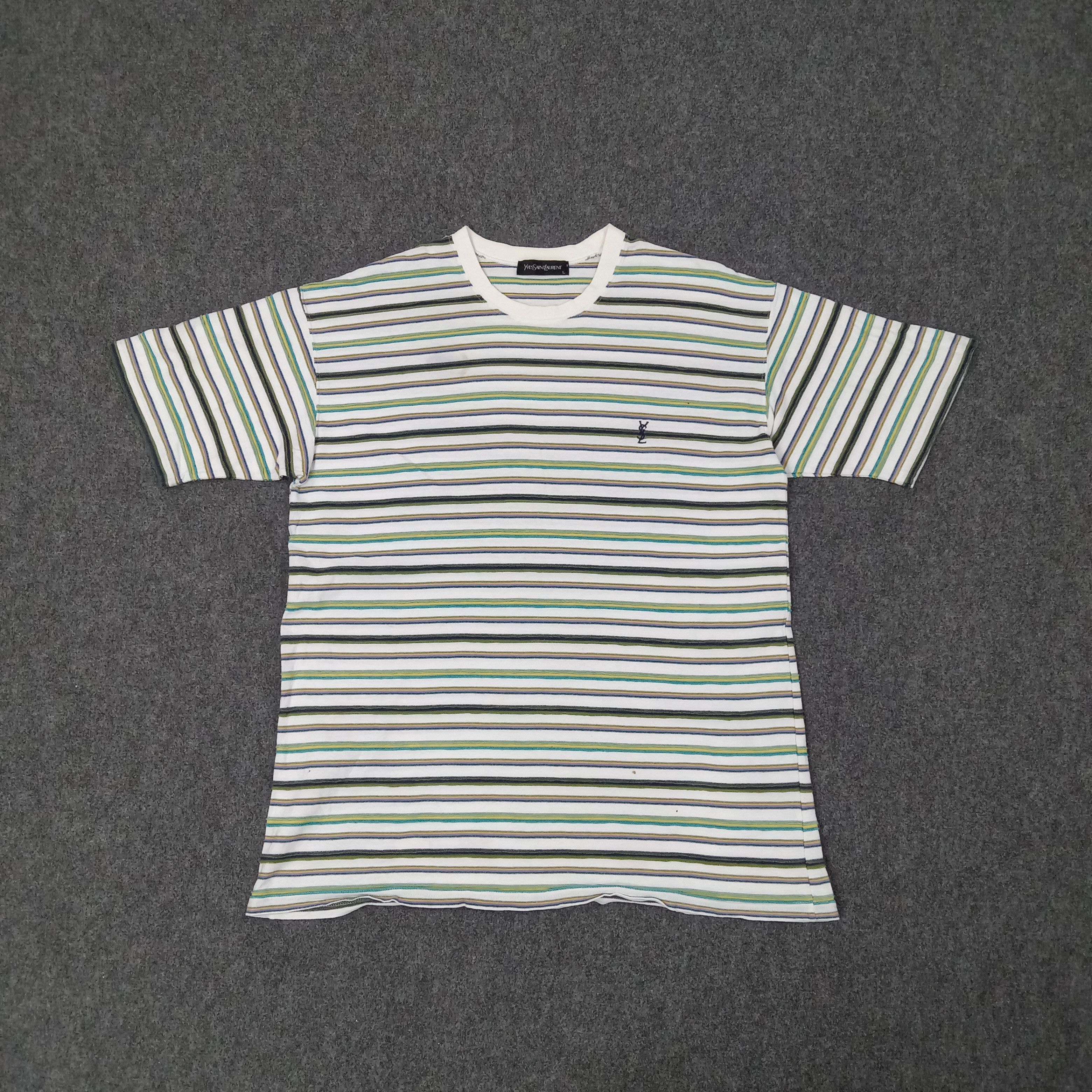 Yves Saint Laurent Yves Saint Laurent Striped Designer Tshirt C259N2 Size US L / EU 52-54 / 3 - 1 Thumbnail