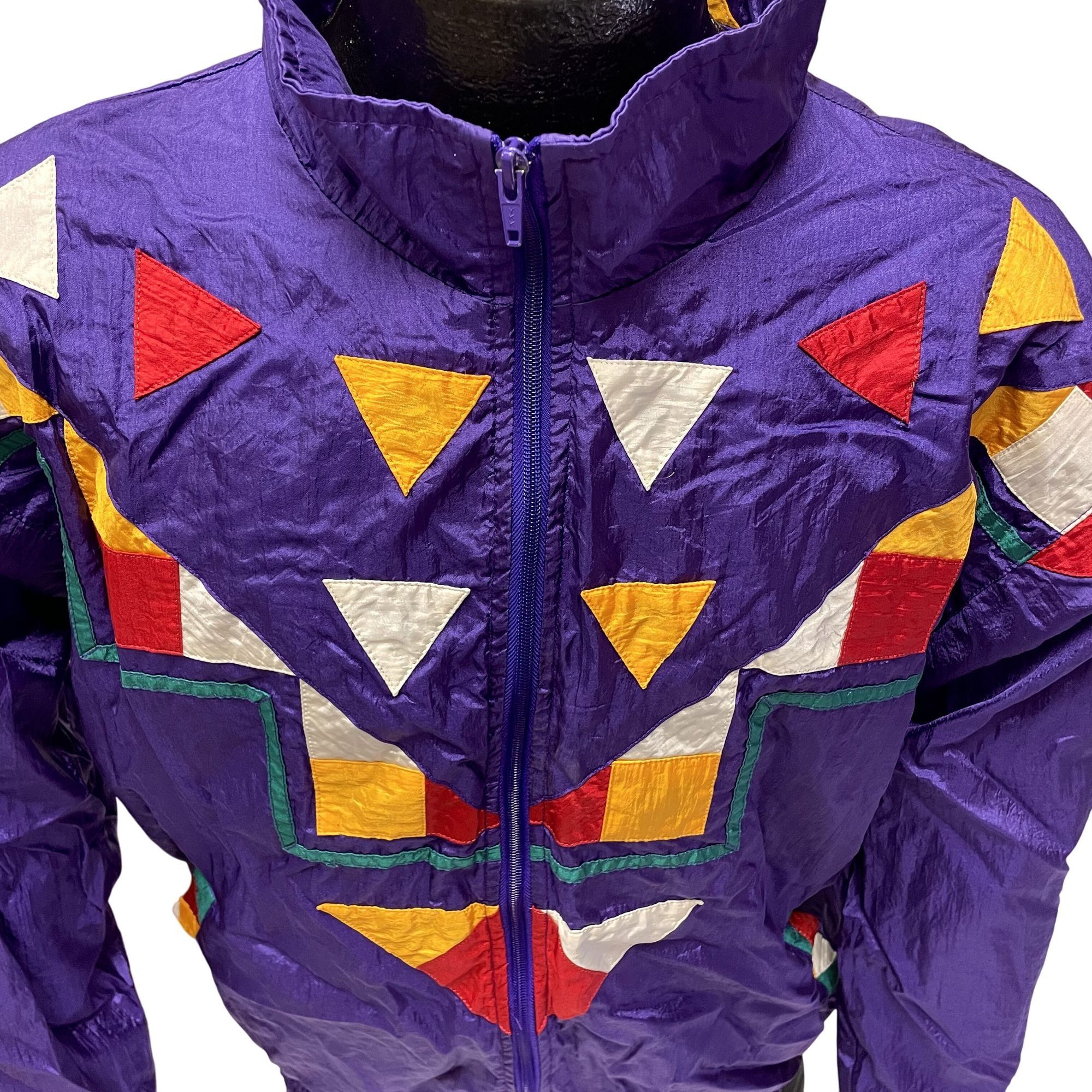 Other Vtg VIOLET GEOMETRIC Windbreaker Ski STREETWEAR Jacket Size XL / US 12-14 / IT 48-50 - 7 Thumbnail