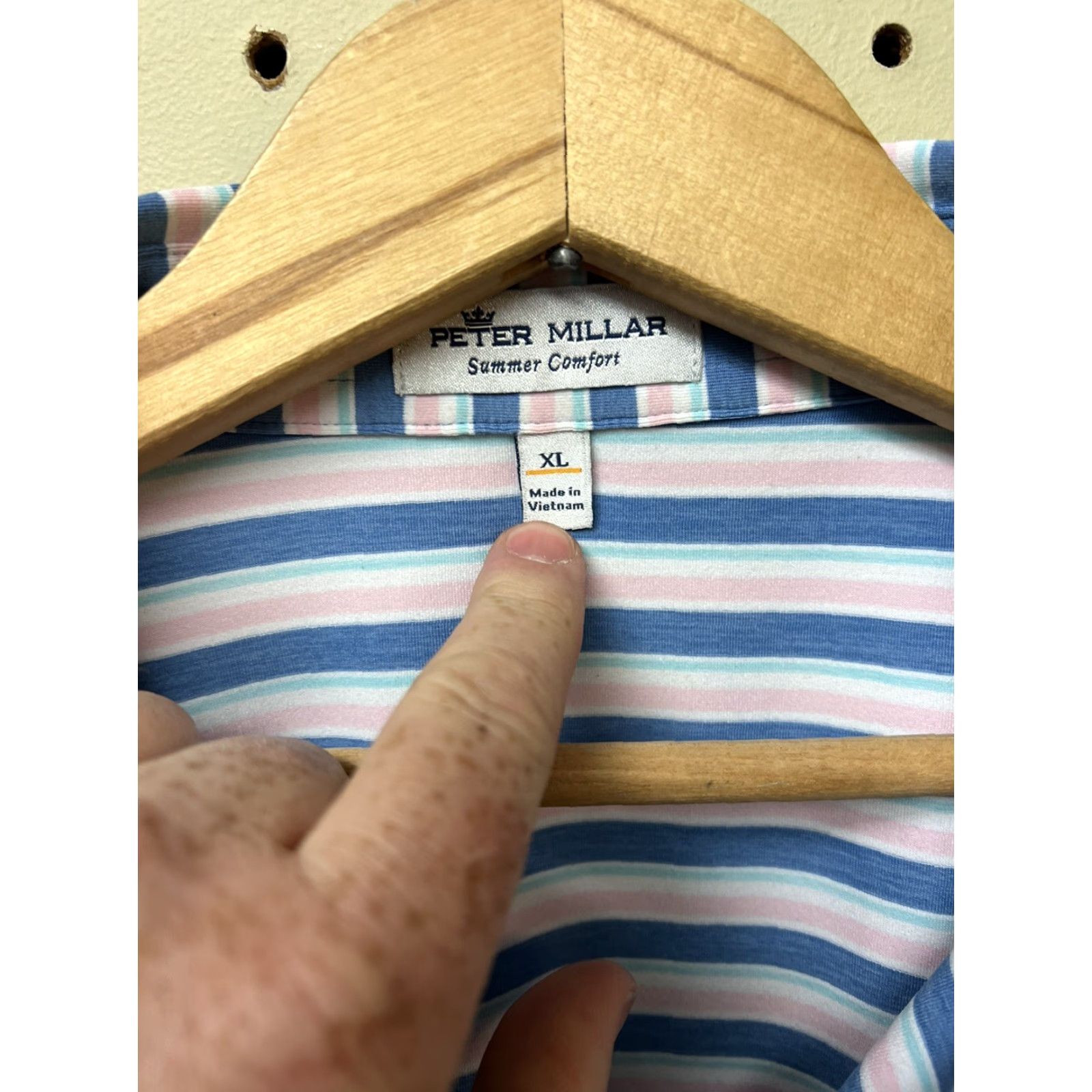 Peter Millar Peter Millar Summer Comfort Polo Shirt Striped White Blue Pink Multicolor XL Men Polo Short Sleeve Breathable Easy Care Lightweight Golf Shirt Size US XL / EU 56 / 4 - 5 Thumbnail