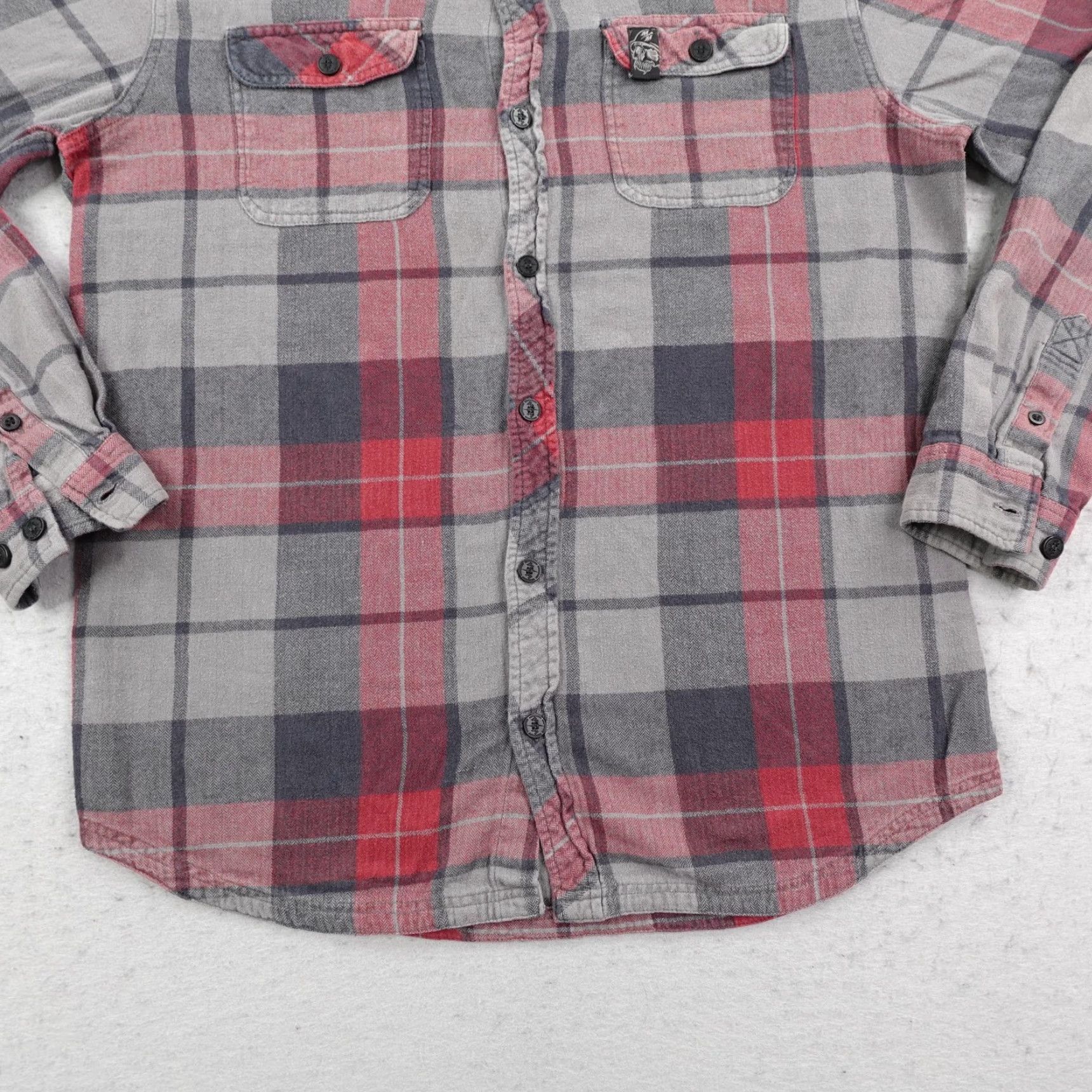 Metal Mulisha VINTAGE Metal Mulisha Flannel Shirt Mens Medium Red Gray Plaid Long Sleeve Button-Up Outdoor Size US M / EU 48-50 / 2 - 4 Thumbnail