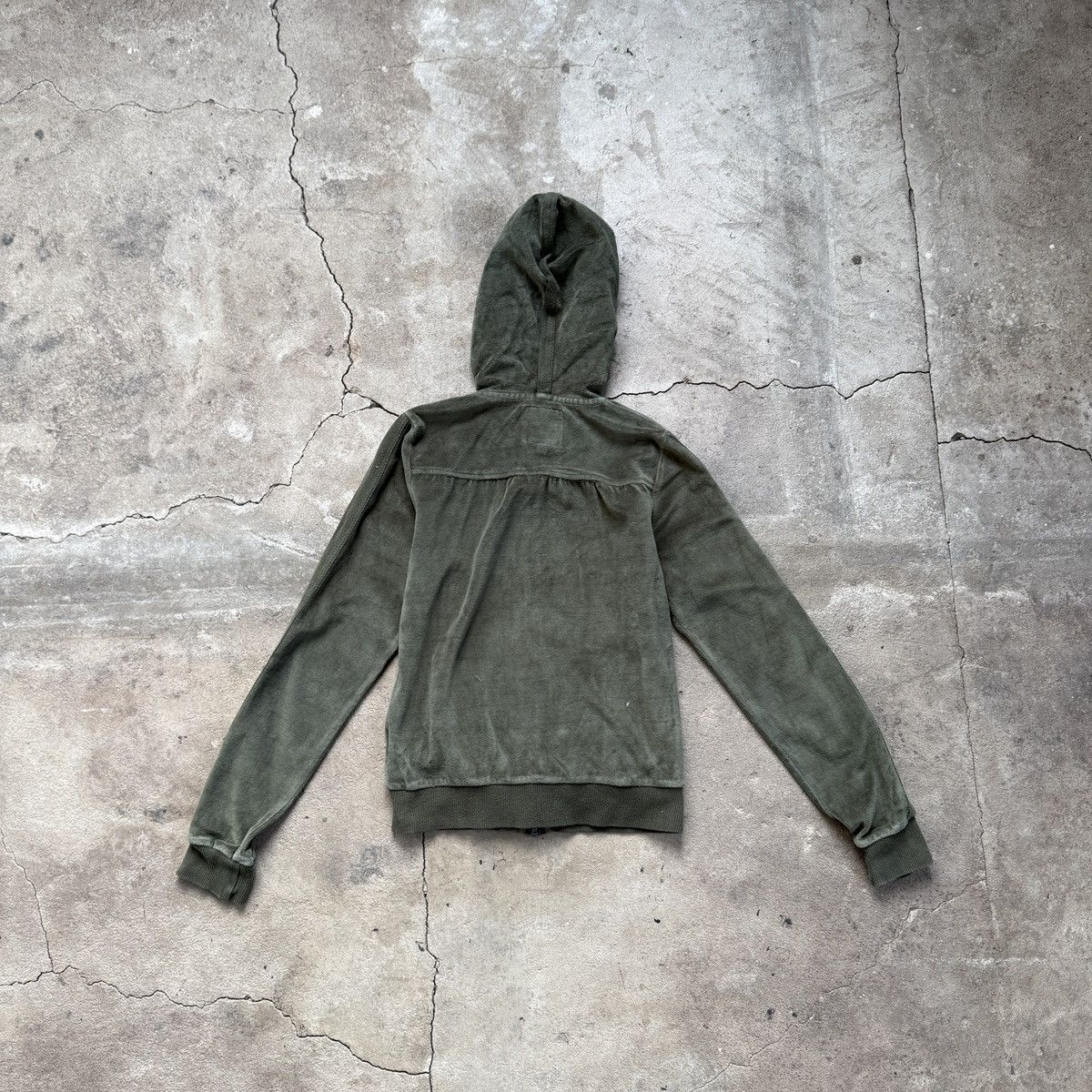 Japanese Brand × Vintage O’Bleu Velour Green Zip Up Hoodie Size XXS / US 00 / IT 34 - 2 Thumbnail
