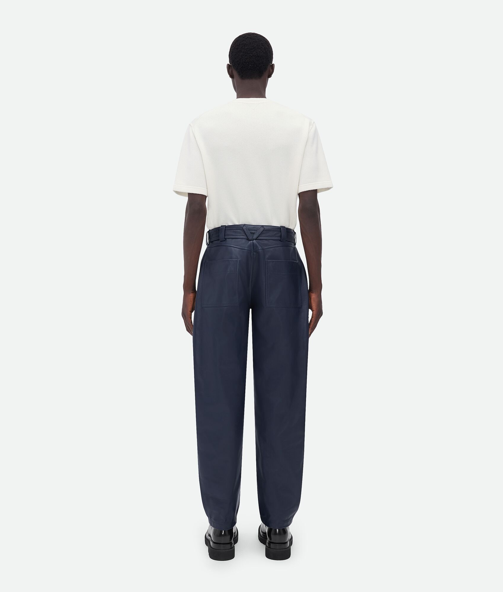 Bottega Veneta o1n1vont1224 Belted Leather Pants in Navy Blue Size US 36 / EU 52 - 3 Thumbnail