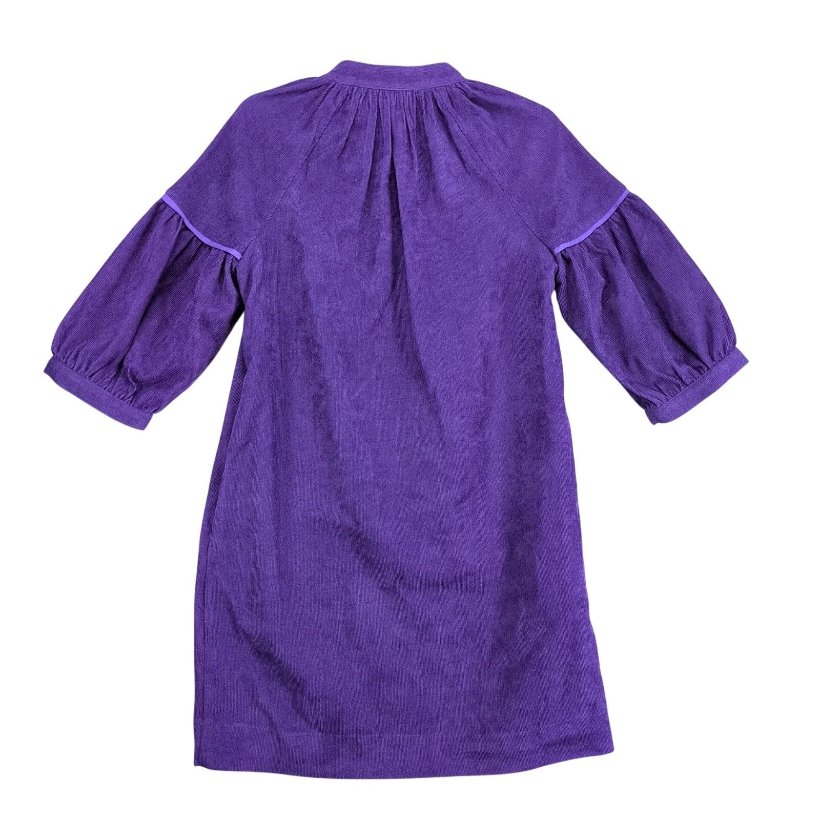 Other NWT Joy Joy Deep Purple Corduroy Shift Dress XS Puff Sleeve Size XS / US 0-2 / IT 36-38 - 2 Thumbnail