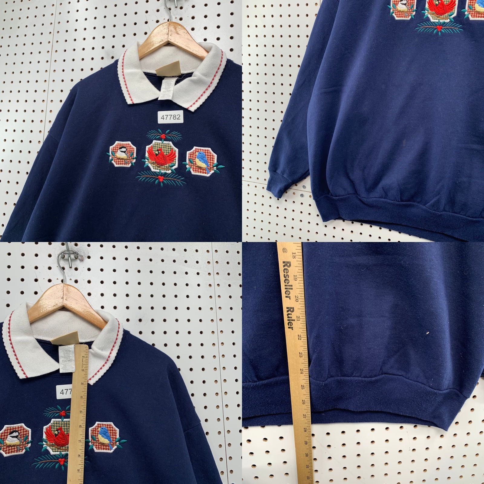 Vintage Vintage Morning Sun 2XL Blue Bird Collared Sweatshirt Women Top Stitch 90s Embroidered Pullover Sweatshirt Womens Size XXL / US 16-18 / IT 52-54 - 8 Thumbnail