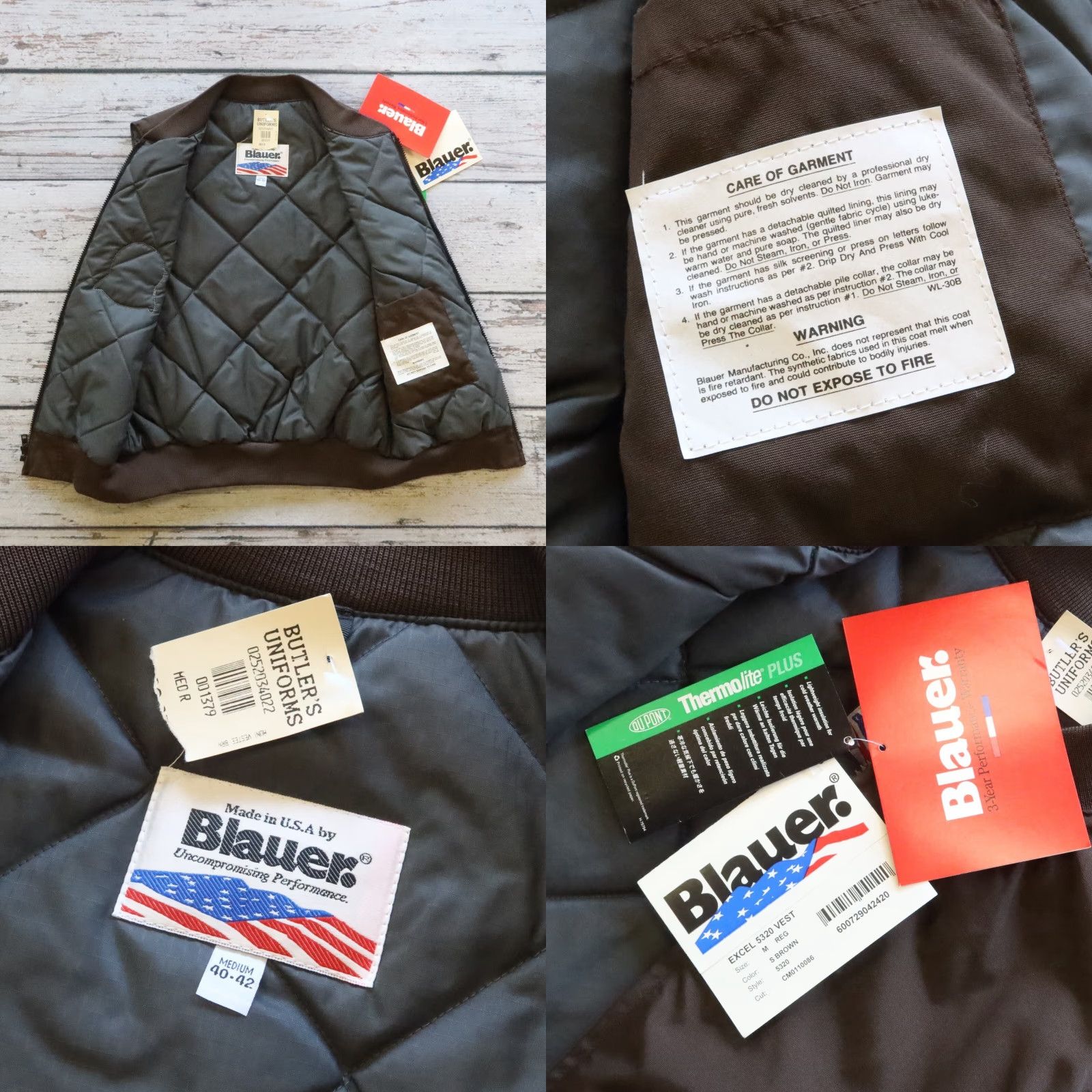 VINTAGE Blauer San Francisco Muni Vest - Size M, Brown, Quilted