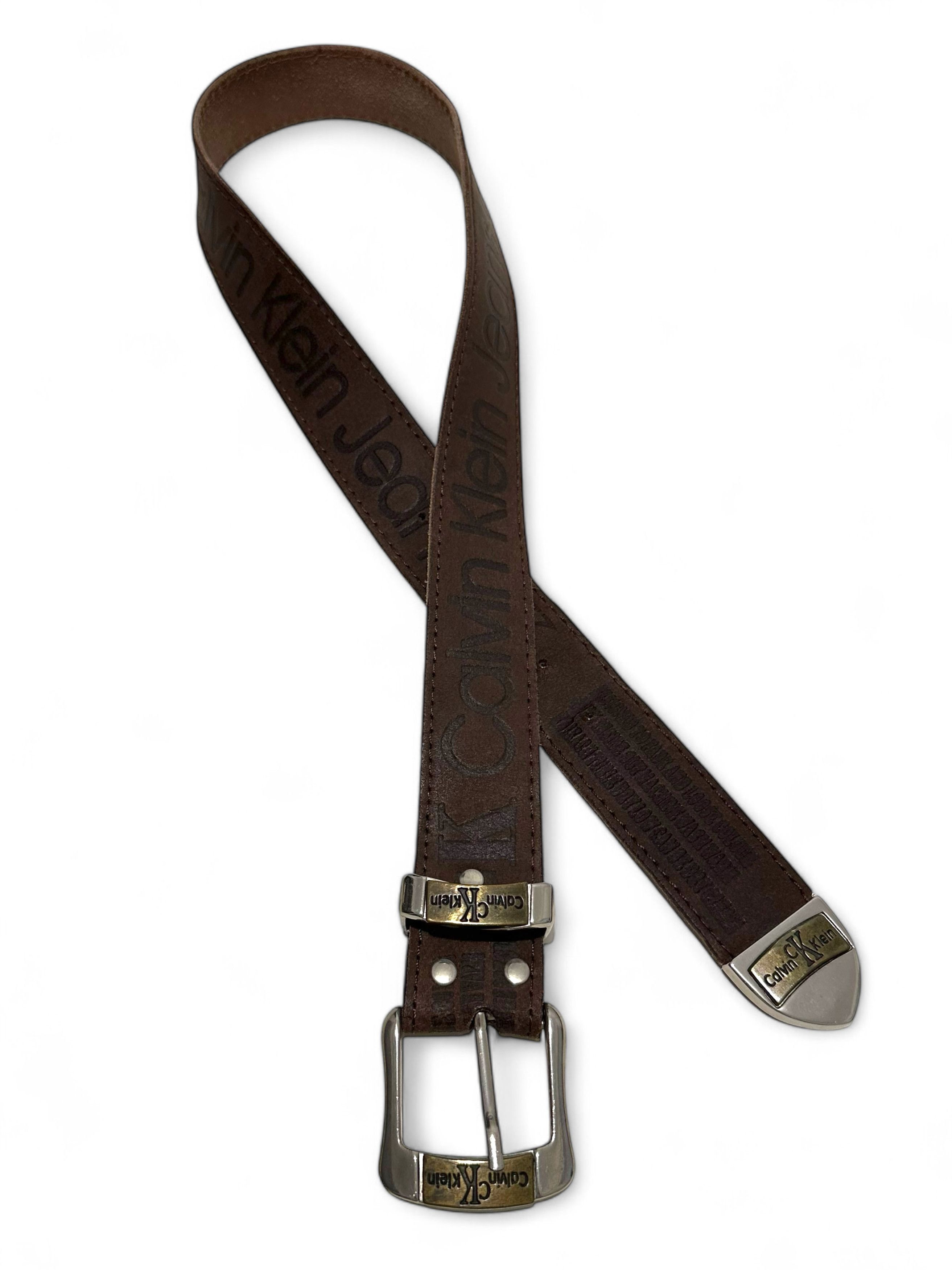 Calvin Klein × Vintage Calvin Klein Vintage Brow Leather Belt (S) Size 30 - 2 Thumbnail