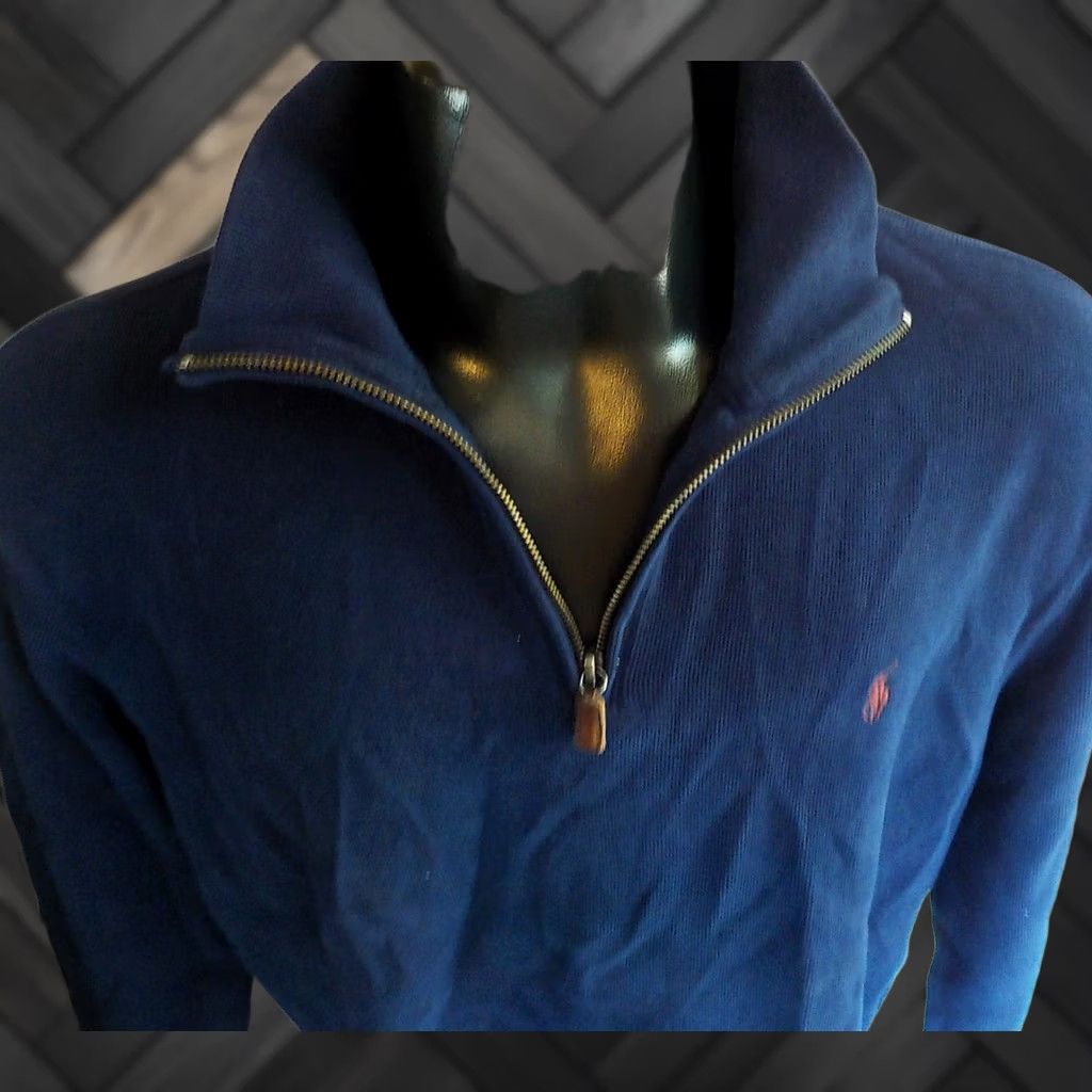 Polo Ralph Lauren VINTAGE Polo Ralph Lauren 1/4 Zip Pullover Navy Blue 100% Cotton SZ LARGE Mens Polo Pony Logo Pullover Sweater Blue L Size US L / EU 52-54 / 3 - 1 Thumbnail