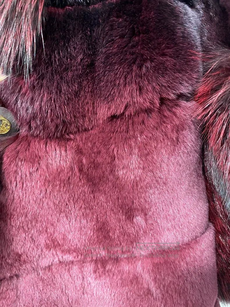 Versace Versace Rabbit fur coat burgundy Size S / US 4 / IT 40 - 6 Thumbnail