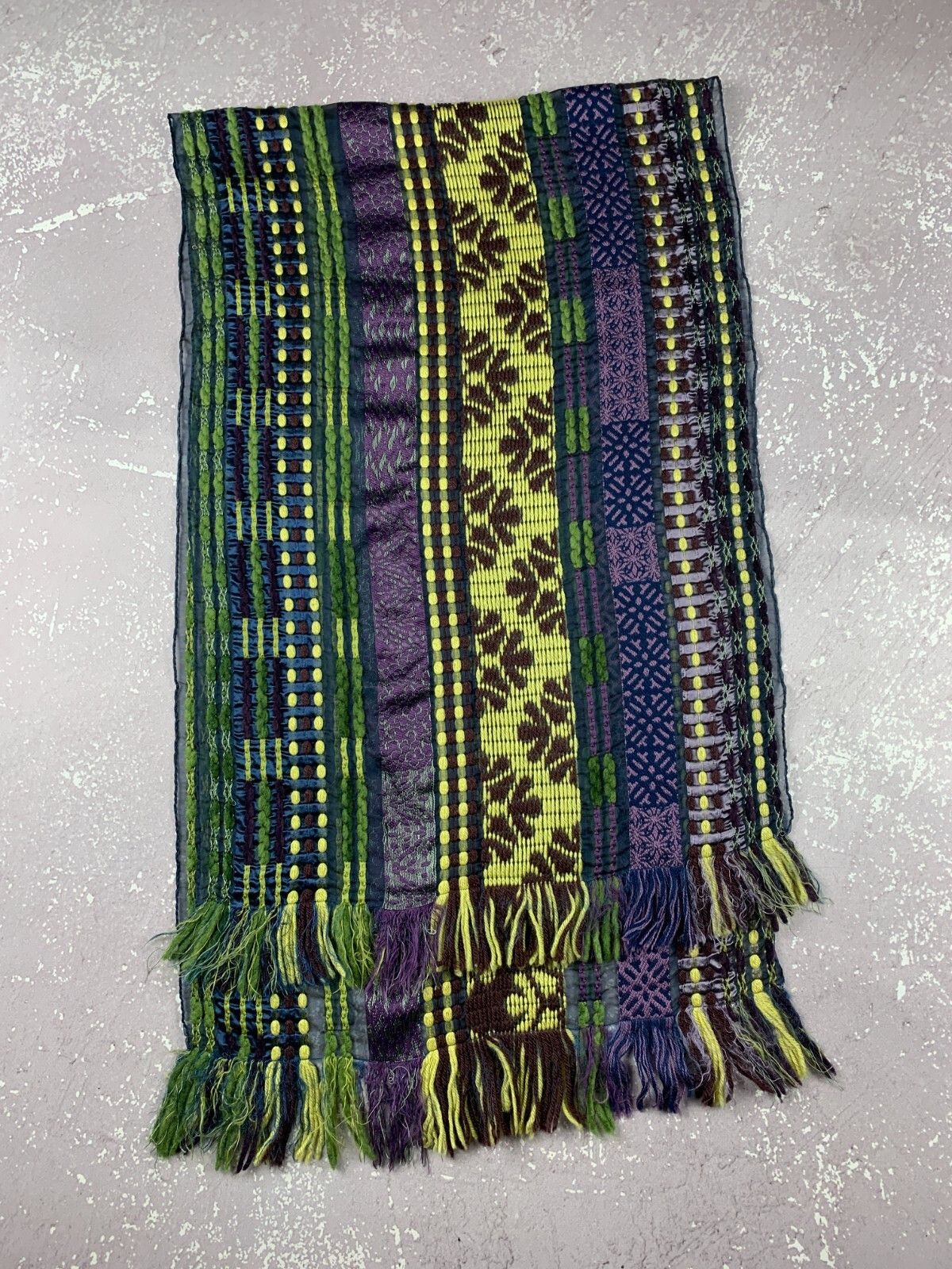 Etro Etro Wool/Silk Stole Blend Multicolor Striped Muffler Scarf Size ONE SIZE - 1 Thumbnail