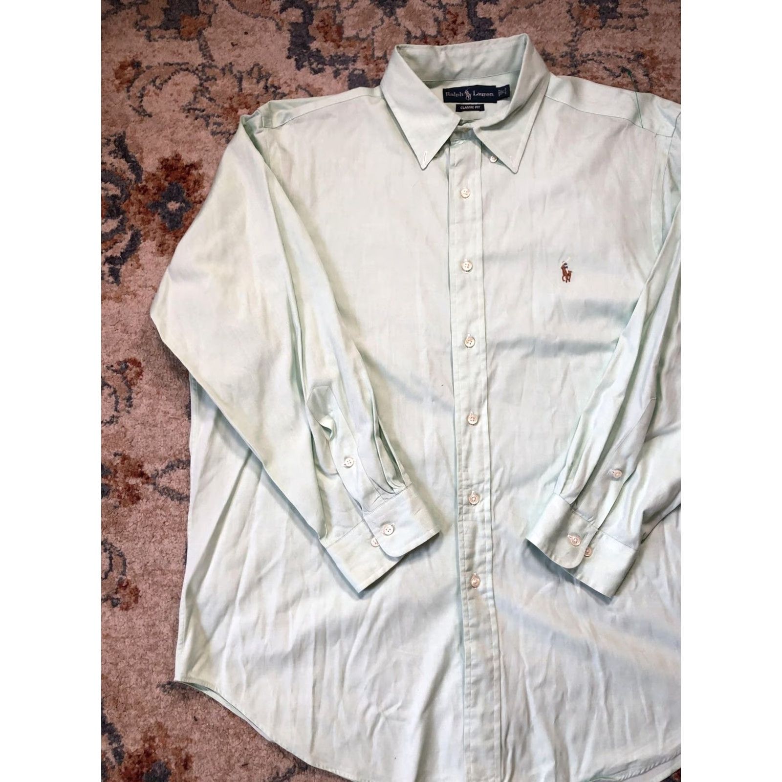 Ralph Lauren Ralph Lauren Shirt Mens Large Light Green Classic Fit Button Down Oxford Pony Shirt Size US L / EU 52-54 / 3 - 3 Thumbnail