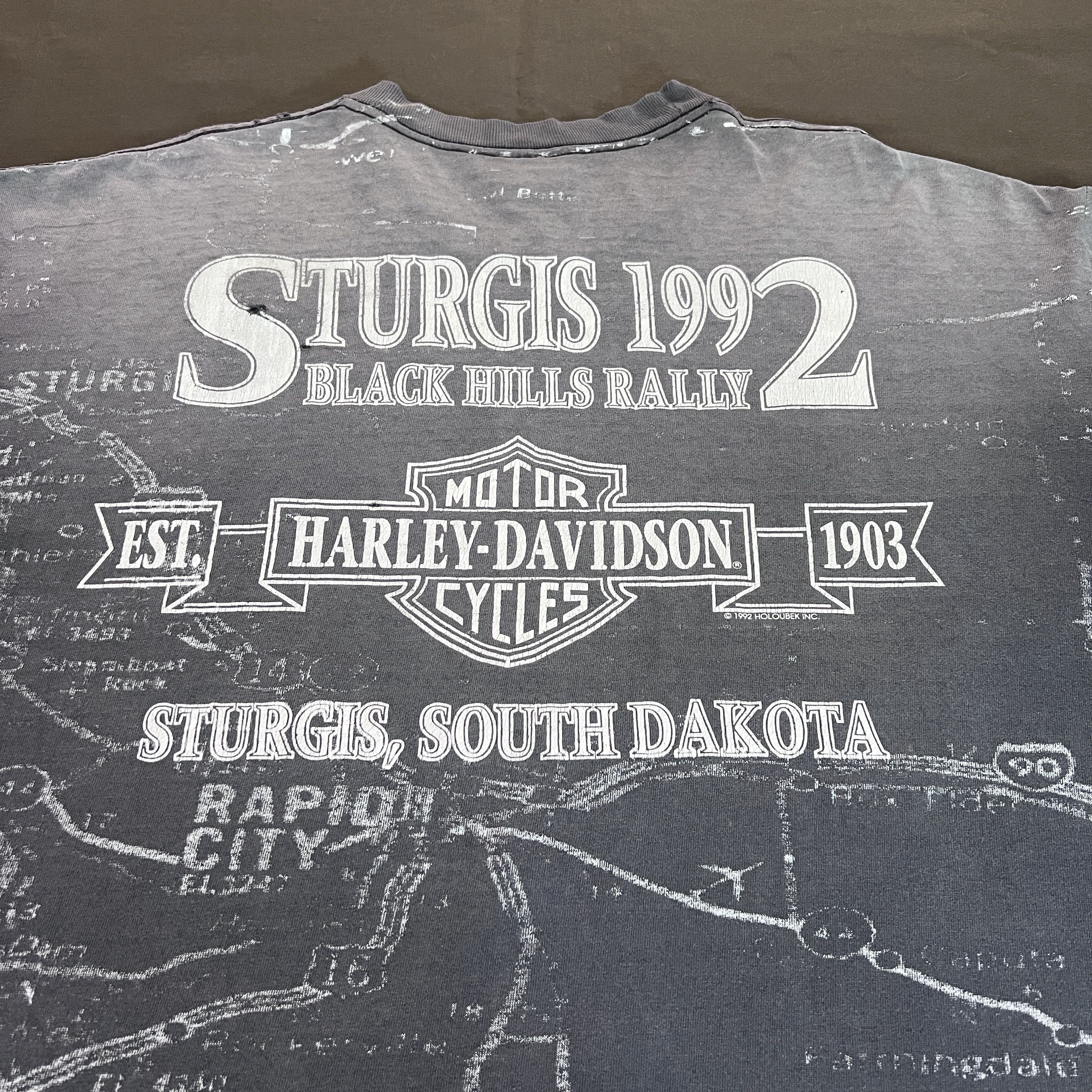 Harley Davidson Vintage 90s Harley Davidson All Over Print XL Thrashed Faded Size US XL / EU 56 / 4 - 16 Thumbnail