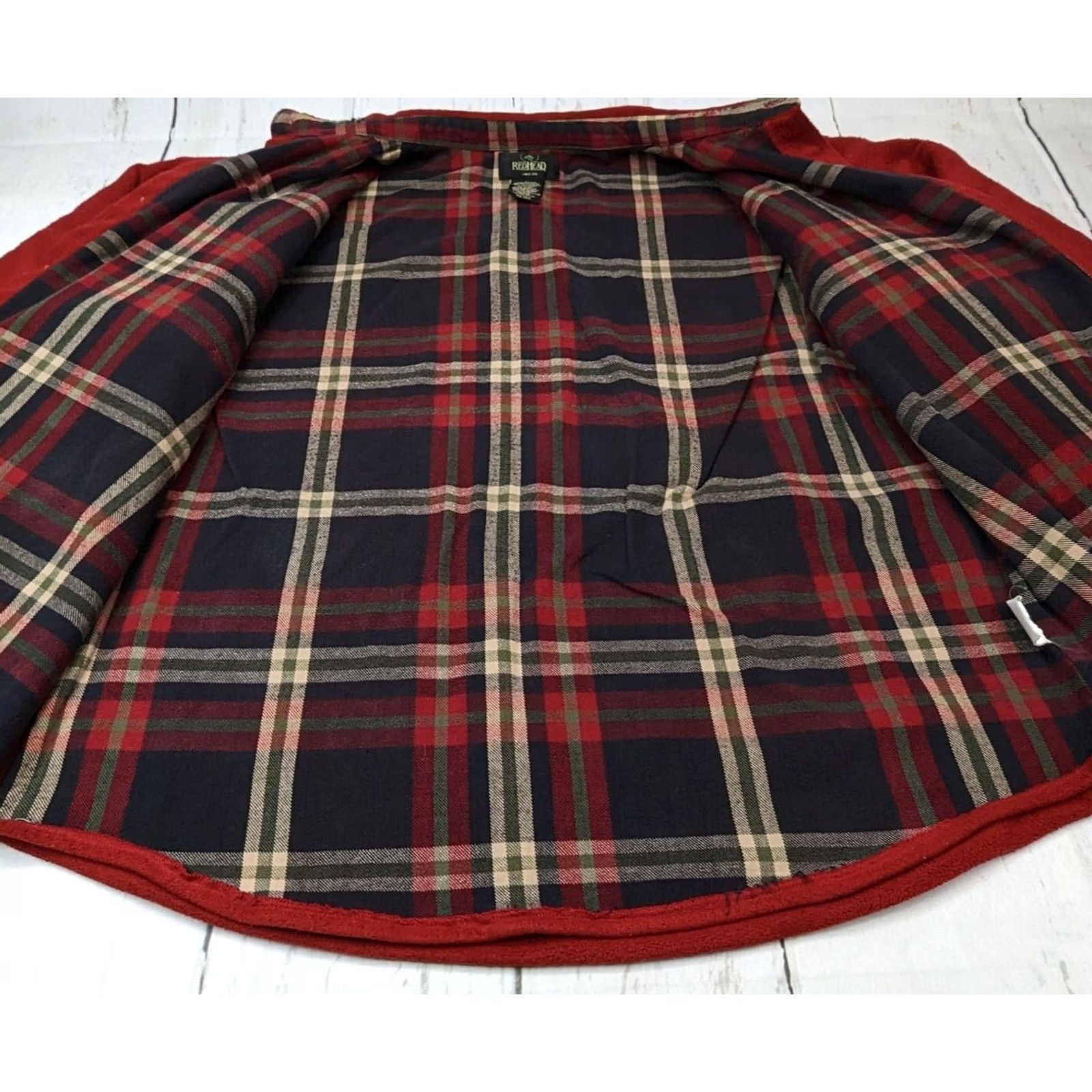 Vintage RedHead Mens XL Red Fleece Jacket Shacket Full Zip Plaid Lined Barn Work Coat Size US XL / EU 56 / 4 - 5 Thumbnail
