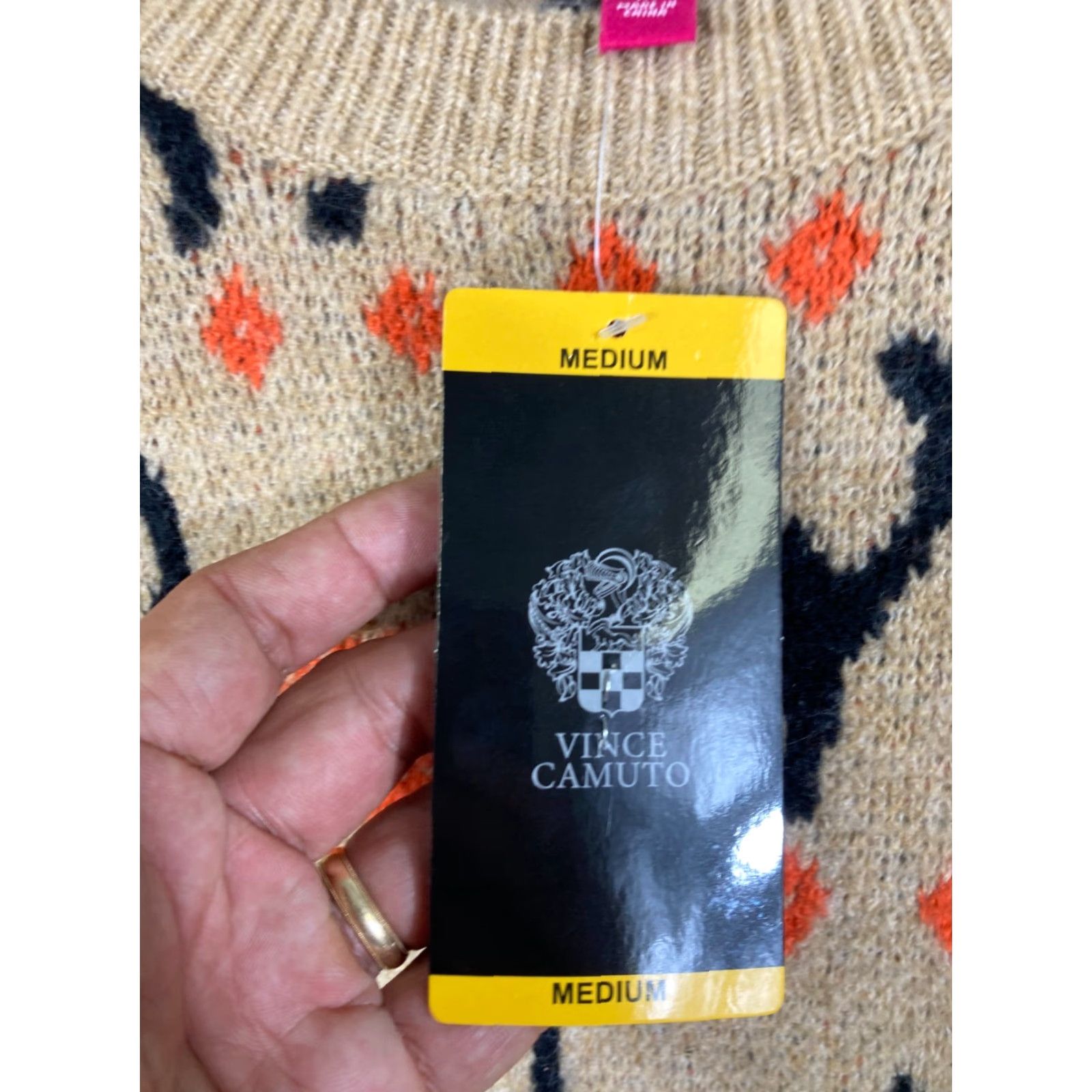 Vince Camuto Vince Camuto Pullover Halloween Sweater Womens Medium Tan Knit Crew Neck NWT Size M / US 6-8 / IT 42-44 - 6 Thumbnail