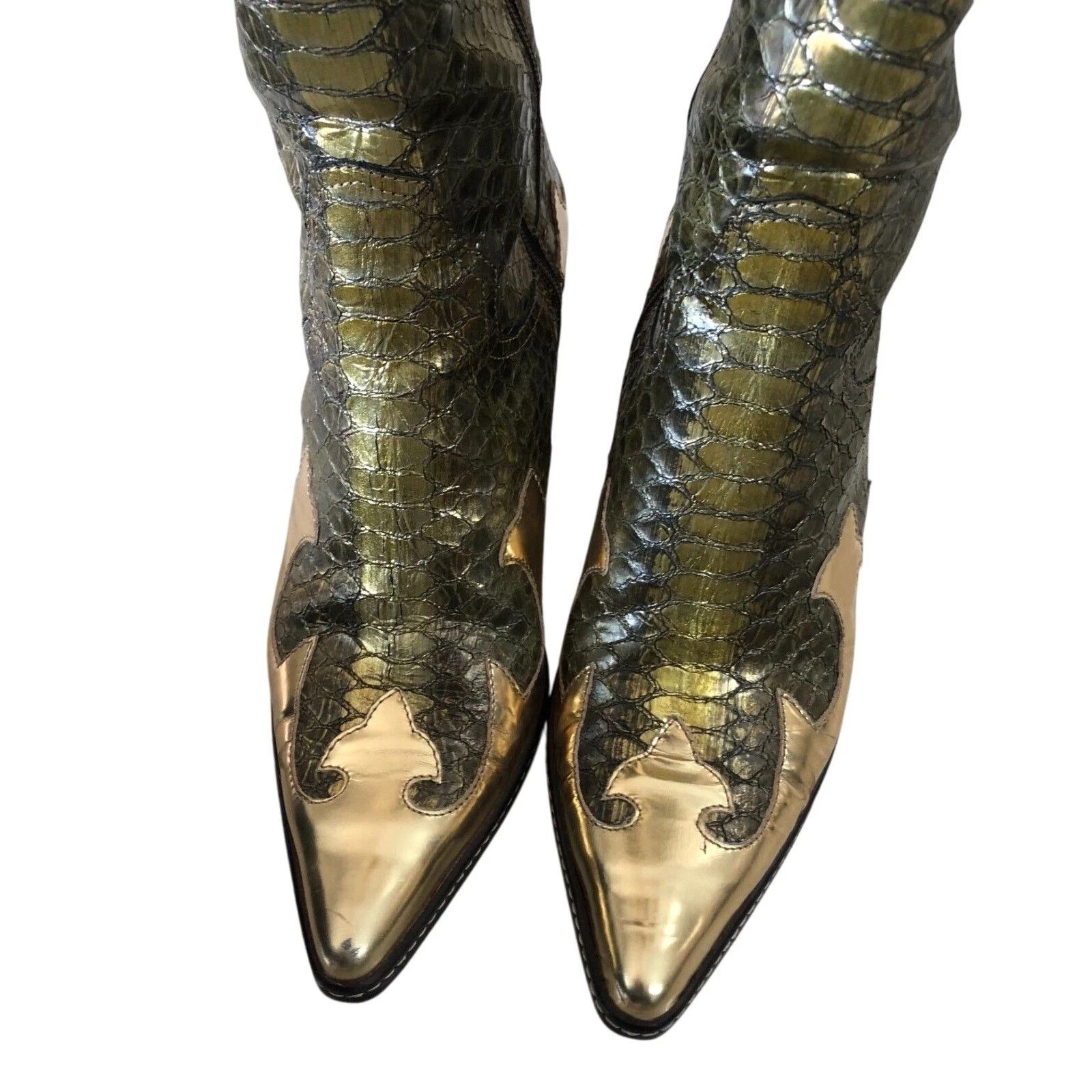 Donald Pliner Donald Pliner Western Metallic Snake Leather Boot $695 Size US 8.5 / IT 38.5 - 4 Thumbnail