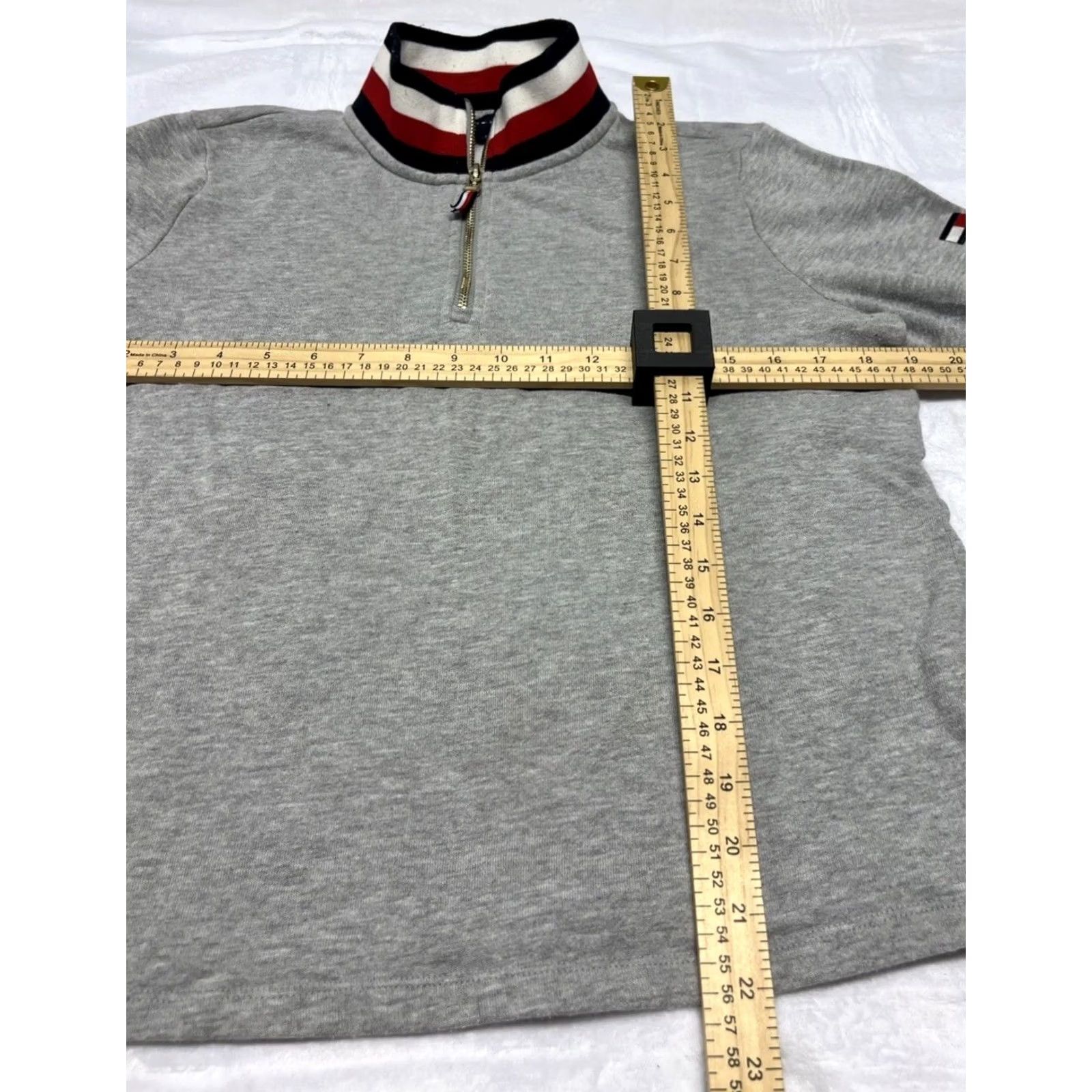 Tommy Hilfiger Tommy Hilfiger Men’s Medium Gray Quarter Zip Fleece Pullover Sweater Cotton Blend Logo Zipper Mens Size US M / EU 48-50 / 2 - 4 Thumbnail