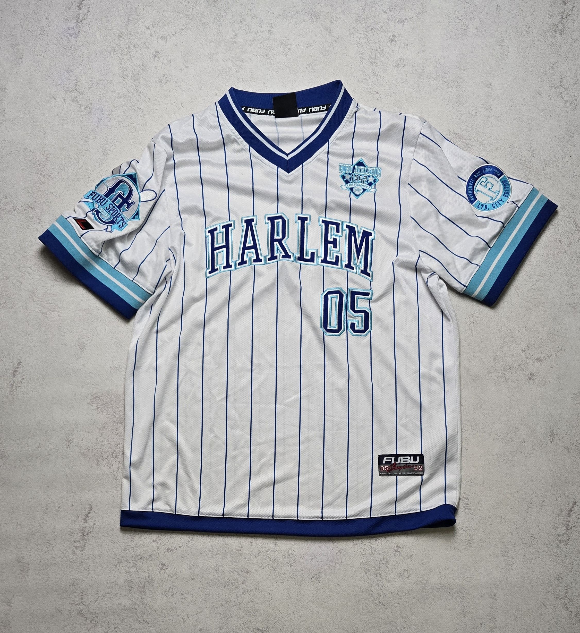 Fubu Vintage Fubu Harlem Y2K Rare White Pinstripe jersey Size US S / EU 44-46 / 1 - 2 Thumbnail