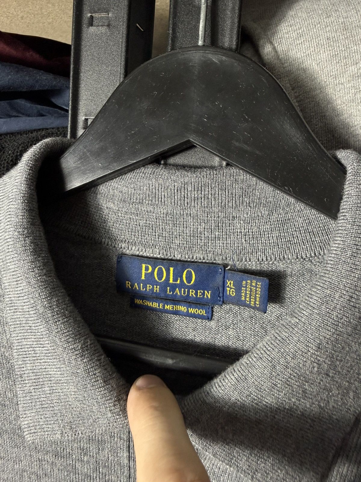 Polo Ralph Lauren Polo Ralph Lauren Merino Wool Knit Polo Sweater Grey XL Logo Size US XL / EU 56 / 4 - 7 Thumbnail