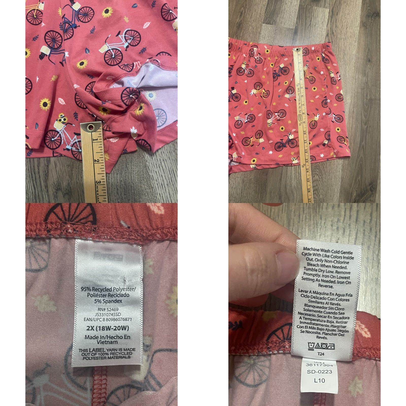 Vintage VINTAGE Joyspun PJ Set Womens 2X Pink Sunflowers Bikes Leaves Tank Top & Shorts Size XXL / US 16-18 / IT 52-54 - 9 Thumbnail
