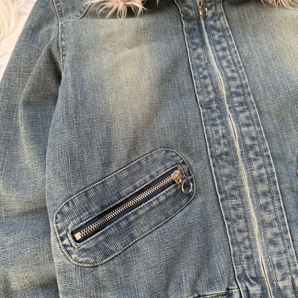 If Six Was Nine 📌 Crazy Y2K Fur Sherpa 00s Vintage Denim Jacket Size M / US 6-8 / IT 42-44 - 5 Thumbnail