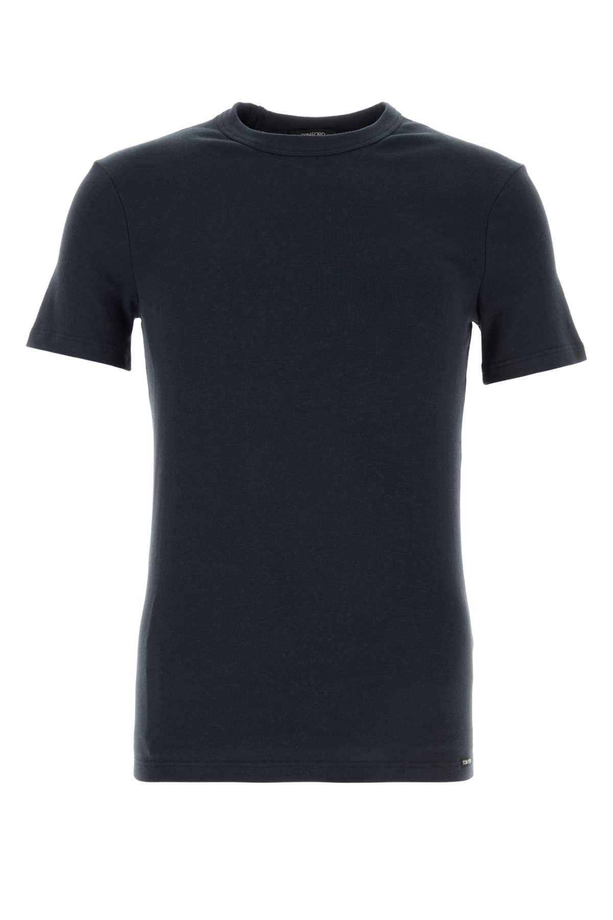 Tom Ford Midnight Blue Stretch Cotton Blend T-Shirt Size US S / EU 44-46 / 1 - 1 Thumbnail
