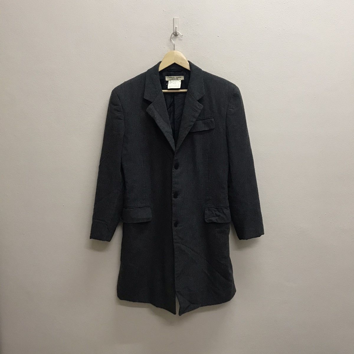 Japanese Brand Katharine Hamnett London Wool Blazer Long Size 38S - 15 Thumbnail
