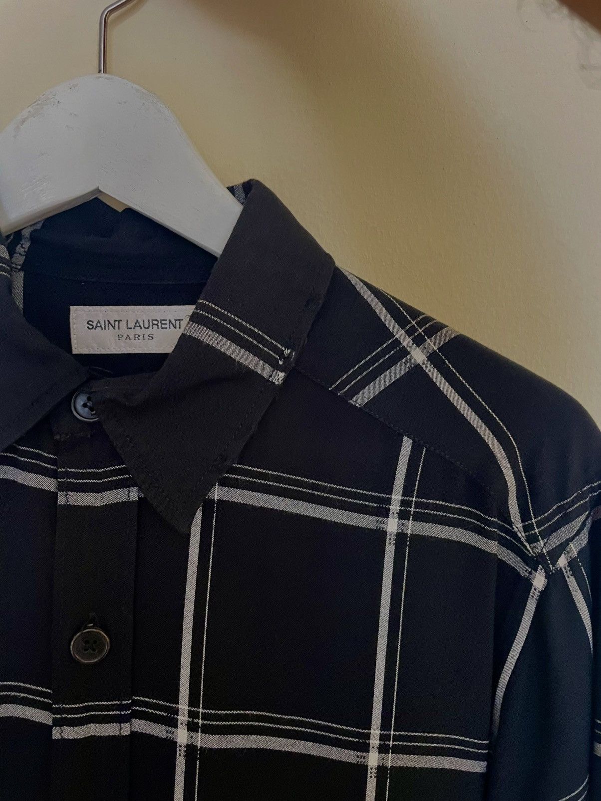 Saint Laurent Paris Saint Laurent Paris Frayed Hem Check Shirt – Made in Japan Size US M / EU 48-50 / 2 - 2 Thumbnail