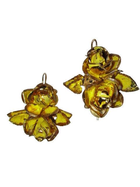 Designer Alberto Juan Yellow Enamel Flower Dangle Earrings Size ONE SIZE - 2 Thumbnail
