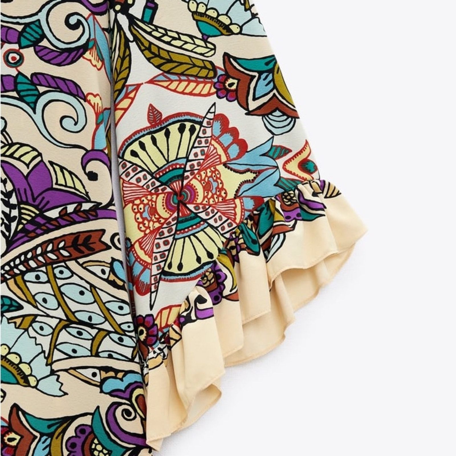 Zara ZARA BLOGGER FAVORITE PRINTED MIDI DRESS MULTICOLORED Size S / US 4 / IT 40 - 10 Thumbnail