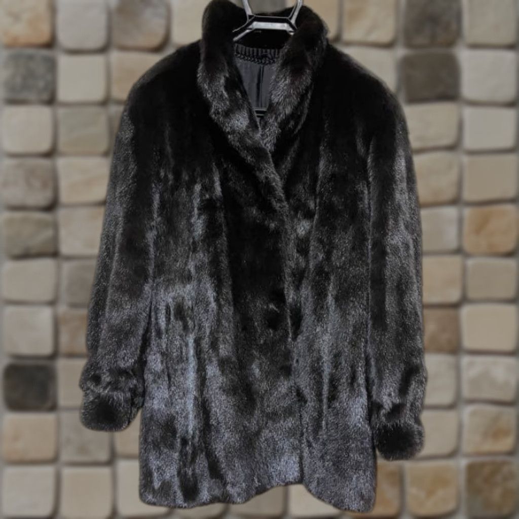 Vintage VINTAGE SAGA Mink Fur Mid Coat Jacket Dark Brown Women US XL 2Way Stand Collar Fur Coat Size XL / US 12-14 / IT 48-50 - 1 Thumbnail
