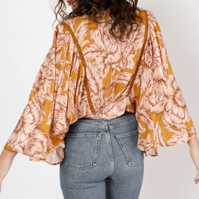 Other NWT Band of the Free Libby Floral Bell Sleeve Crop Top Sz. L Size L / US 10 / IT 46 - 5 Thumbnail