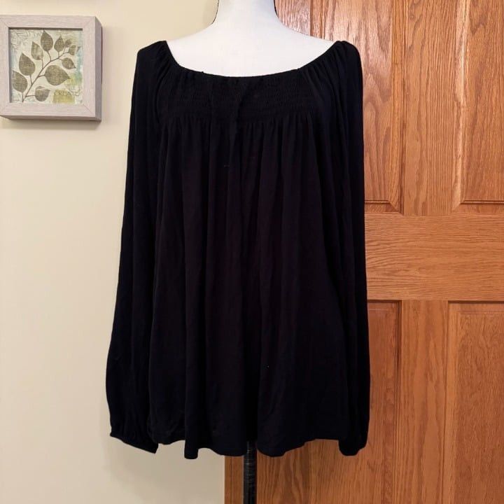 Other Women's Hiatus 2XL Black Smocked Long Sleeve Square Neck Bl Size XXL / US 16-18 / IT 52-54 - 1 Thumbnail