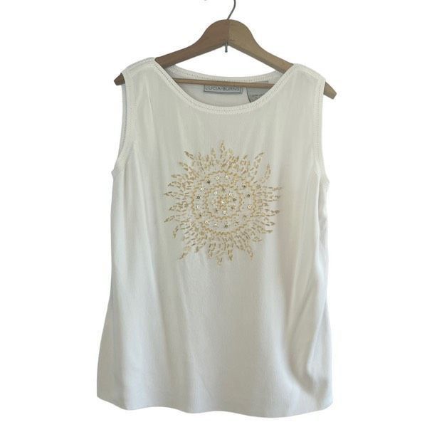 Vintage Vintage Lucia Burns gold beaded celestial sun rayon blouse Size XL / US 12-14 / IT 48-50 - 2 Thumbnail