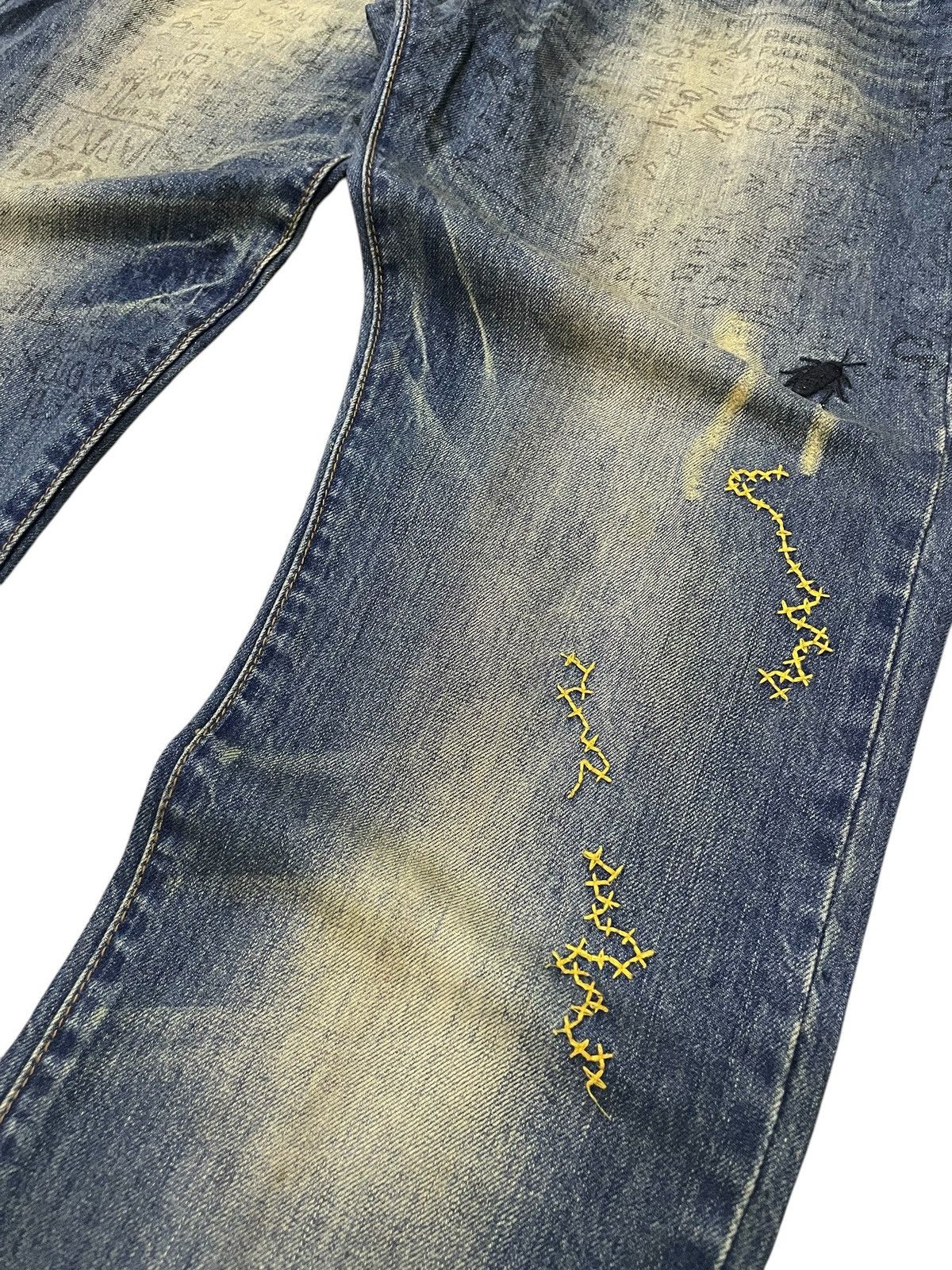 GOSTAR DE FUGA × Hysteric Glamour × Japanese Brand TuoGu Poems Muddy Wash Embroidered Jeans Size US 30 / EU 46 - 6 Thumbnail
