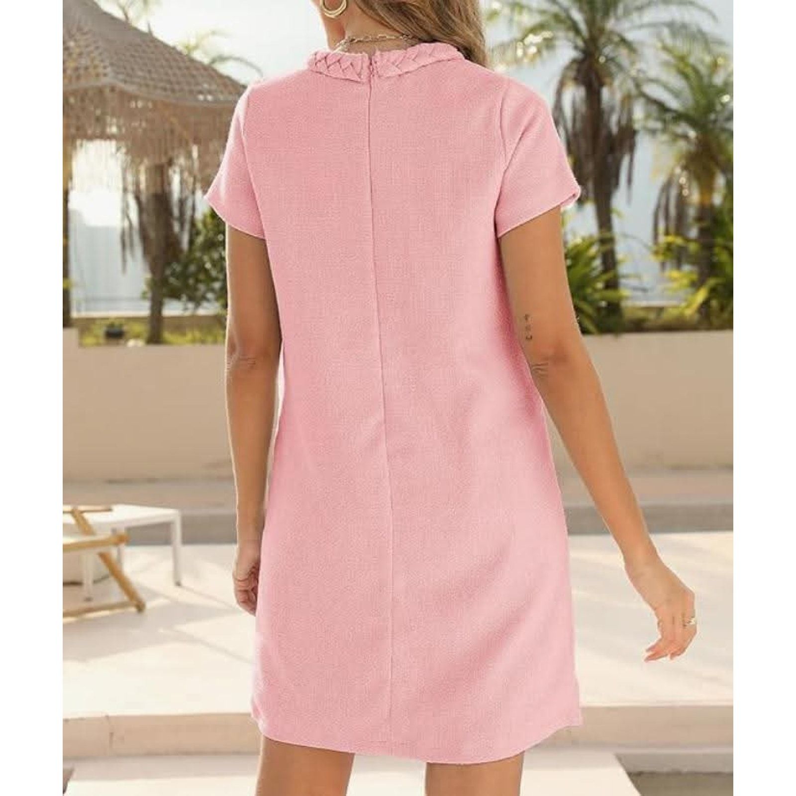 The Unbranded Brand Women's Tweed Dress Short Sleeve Crew Neck A-line SIZE LARGE Size L / US 10 / IT 46 - 4 Thumbnail