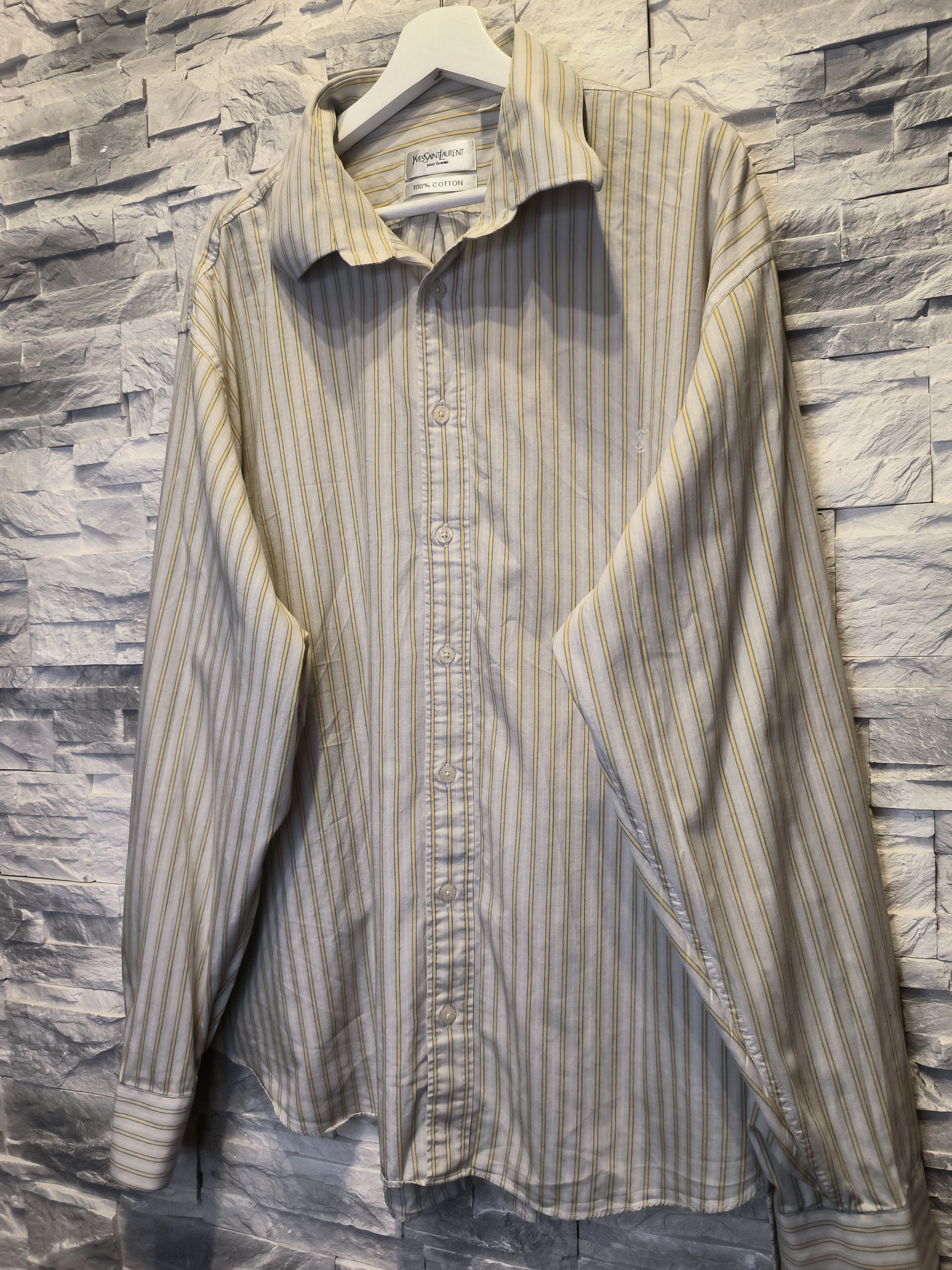Vintage × Yves Saint Laurent Vintage YSL Pour Homme Yves Saint Laurent Shirt Striped Size US XXL / EU 58 / 5 - 2 Thumbnail