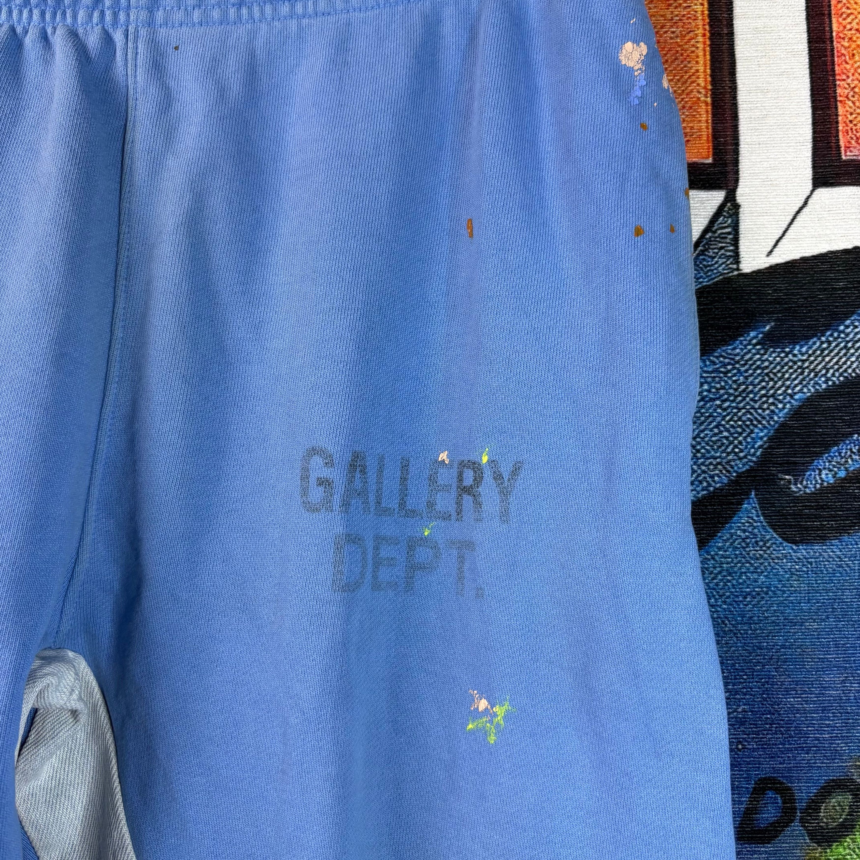 Gallery Dept. Gallery Dept. Baby Blue Paint Splattered Flared Sweatpants Size US 27 - 2 Thumbnail