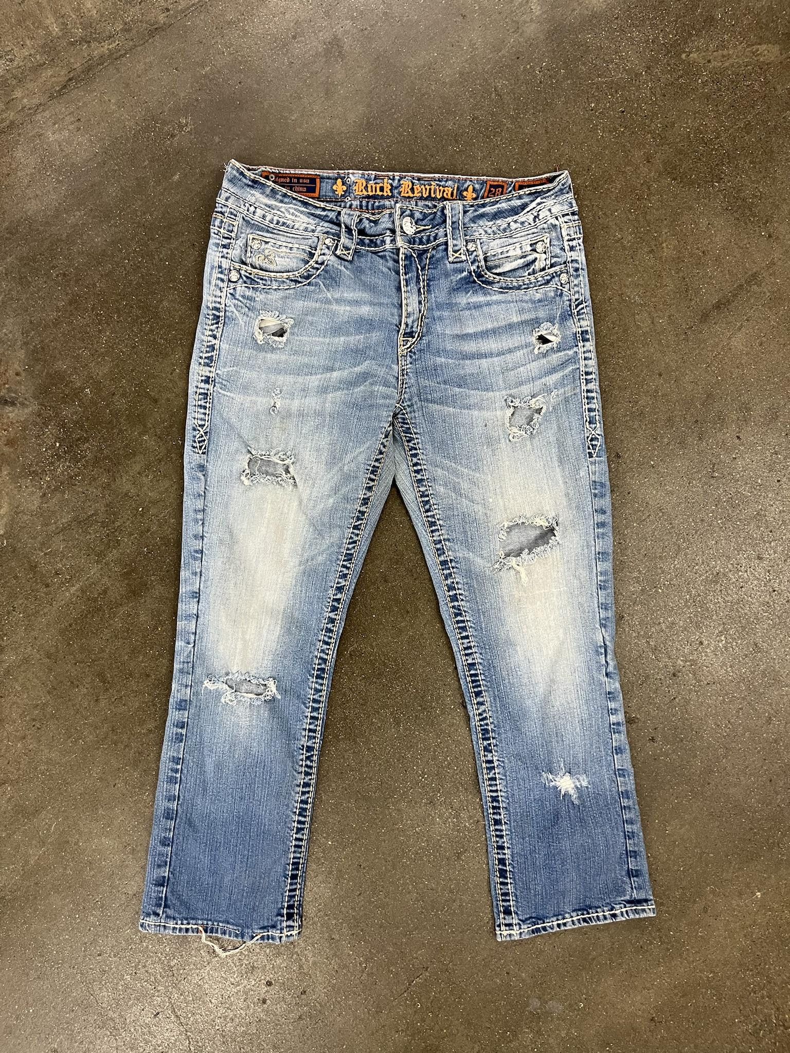 image of Y2K Rock Revival Noelle Capris Size 28 in Blue, Men's