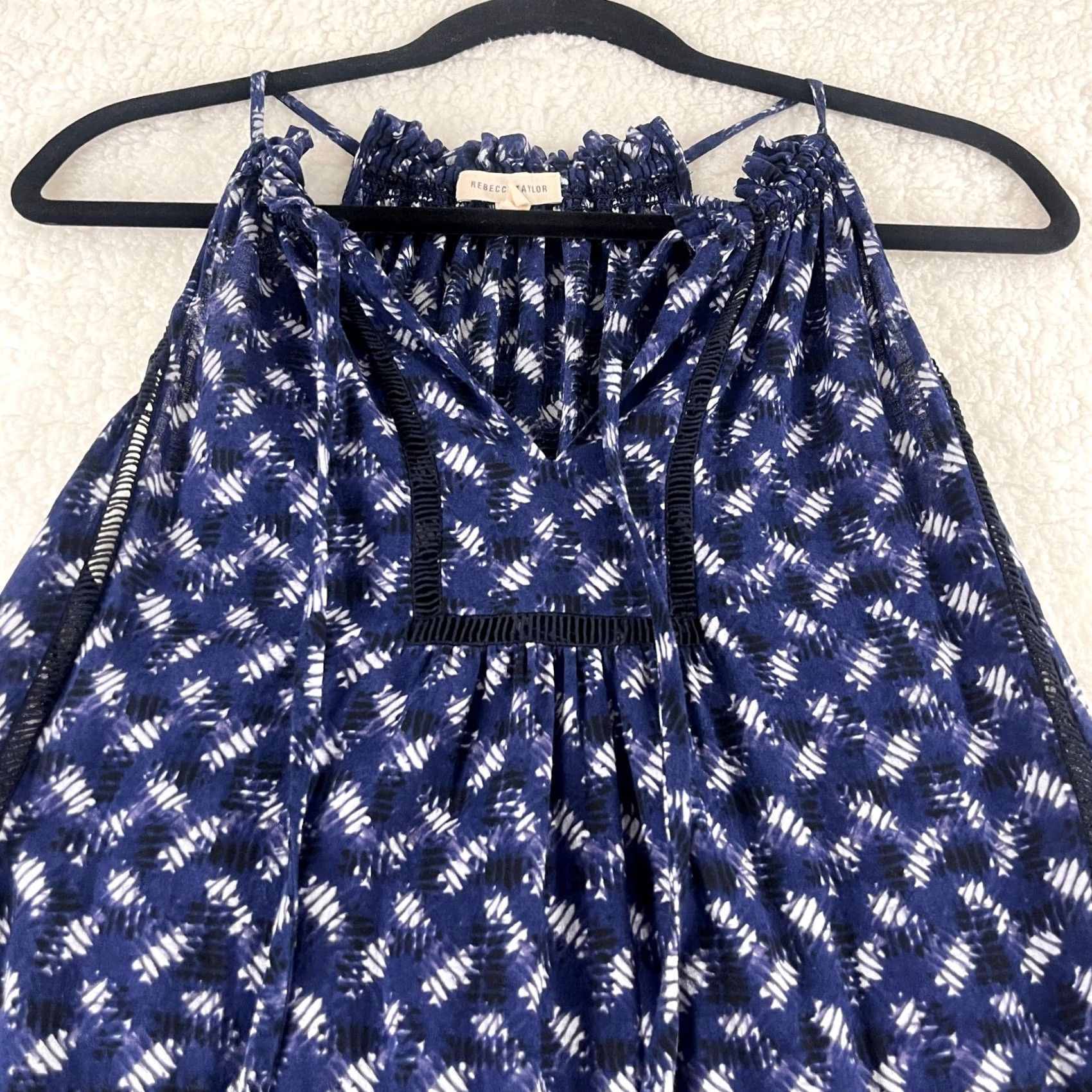 Rebecca Taylor Rebecca Taylor Maxi Dress Womens Size 4 Blue Geometric Print 100% Cotton Casual V-Neck Sleeveless Strappy Sleeve Geometric Print Long Dress Size S / US 4 / IT 40 - 4 Thumbnail