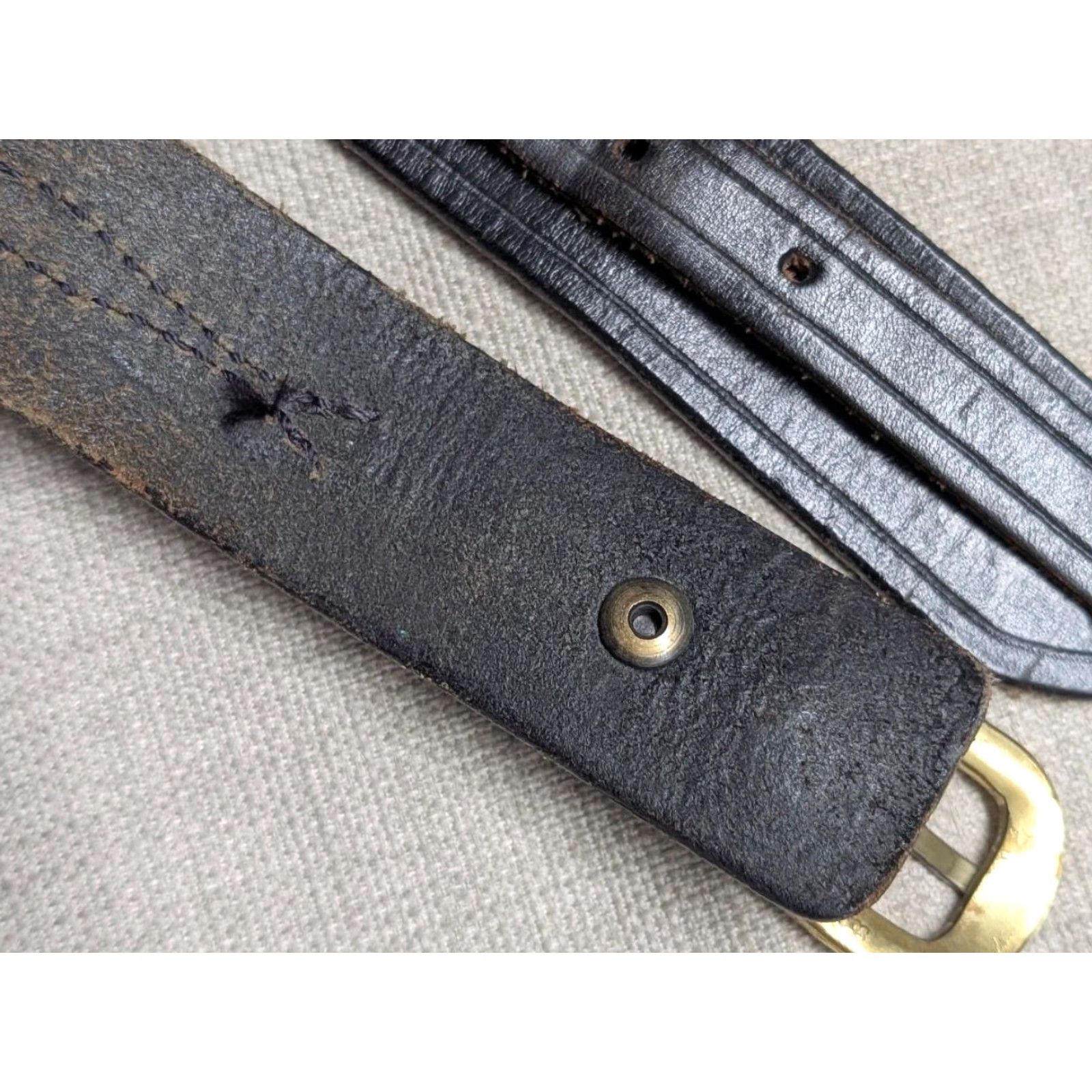 Vintage VINTAGE western belt Ranger belt belt 36 black leather cowhide handcrafted Mens Size 36 - 4 Thumbnail