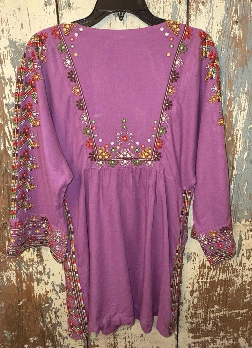 Free People Free People Purple Embroidered Linen Dress, size XS Size XS / US 0-2 / IT 36-38 - 4 Thumbnail
