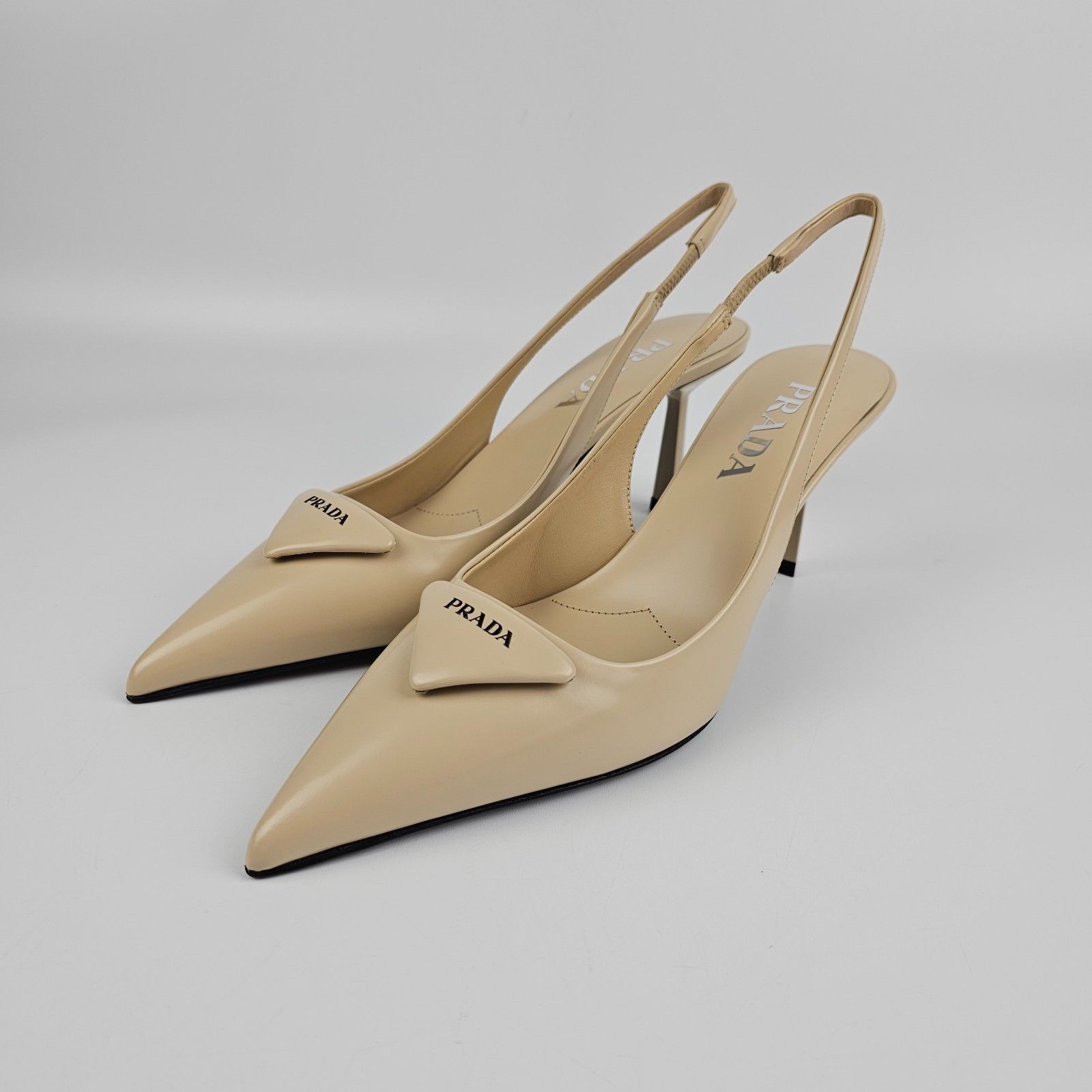 Prada PRADA $1220 Travertine Stone 55mm Slingback Pumps New & Auth Size US 7 / IT 37 - 1 Thumbnail