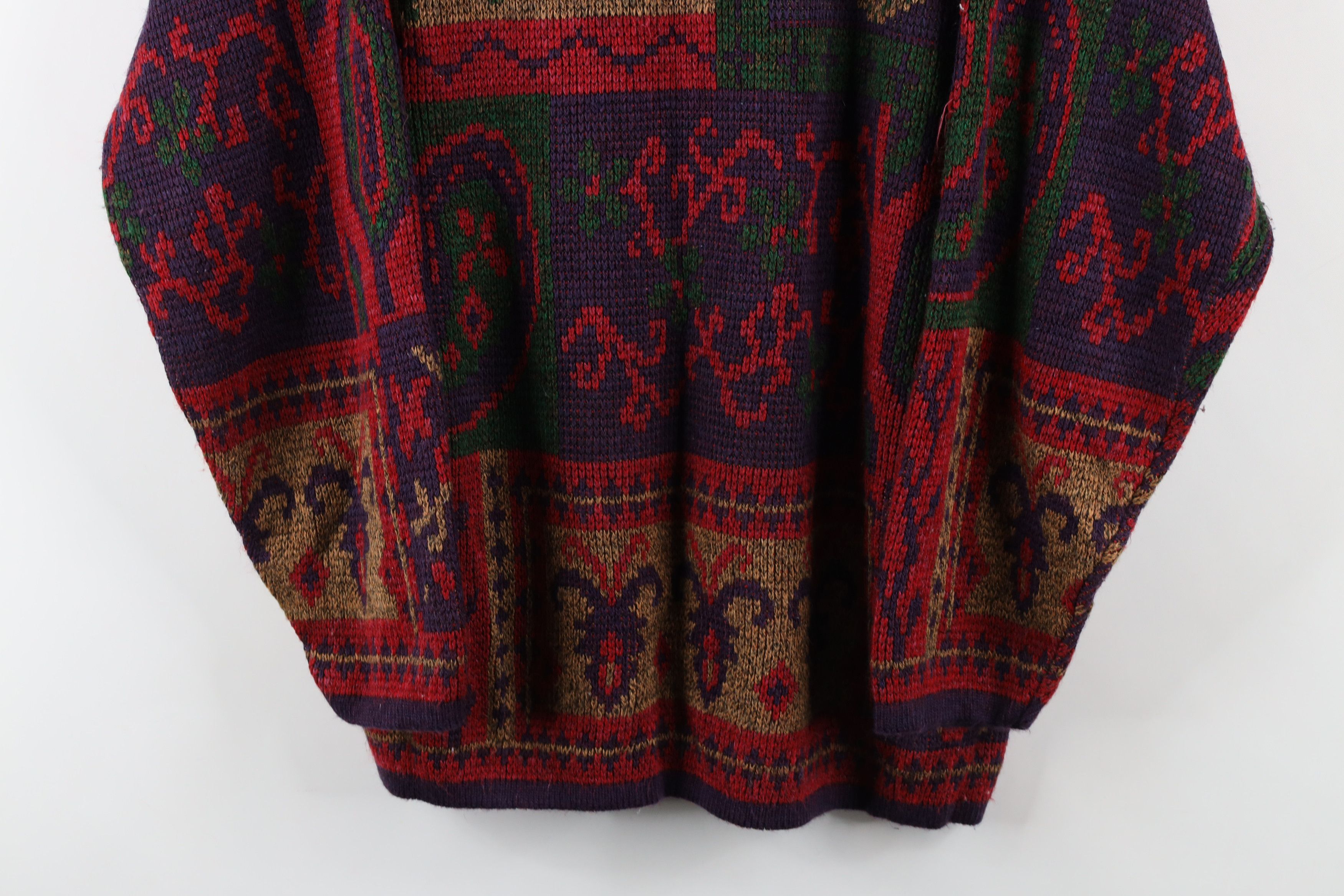 Vintage Vintage 90s Streetwear Paisley Fair Isle Knit Sweater USA Size XL / US 12-14 / IT 48-50 - 3 Thumbnail