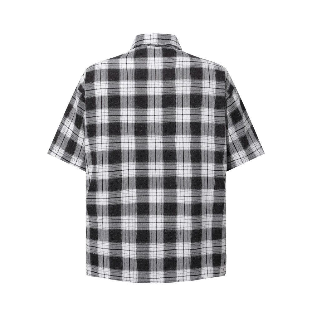 Japanese Brand Men's Loose-Fit Casual Plaid Shirt with Letter Appliqués Size US M / EU 48-50 / 2 - 2 Thumbnail