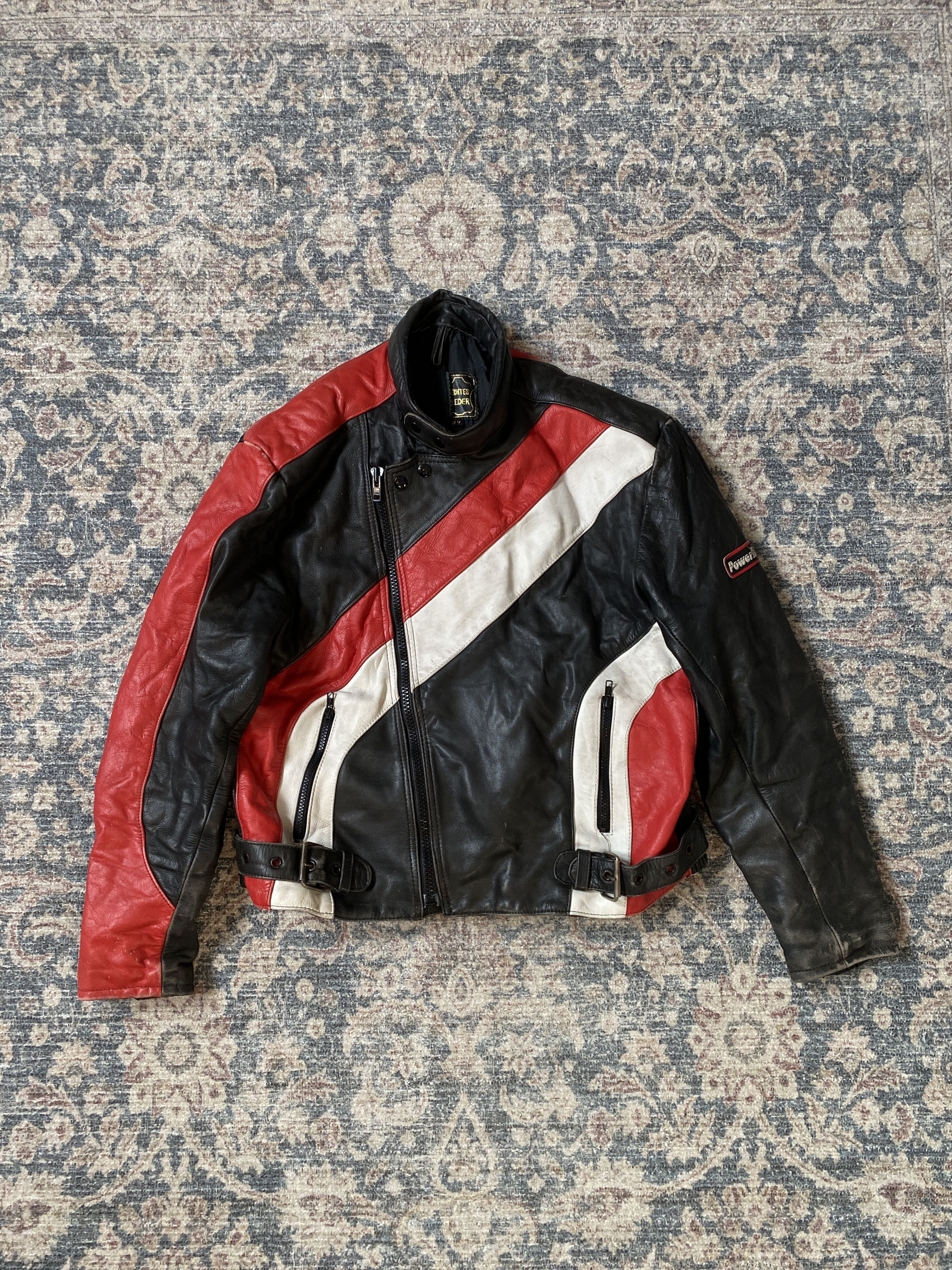 image of Archival Clothing x Leather Jacket Vintage 90's Perfect Faded Biker Leather Jacket Racing in Black 