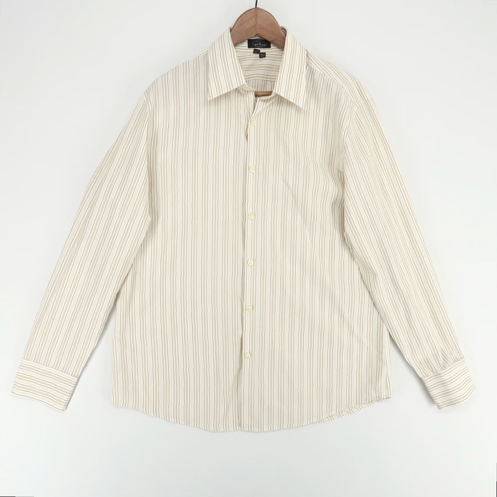 Theory Theory Shirt Mens XL Beige Striped Button-Up Long Sleeve Button Size US XL / EU 56 / 4 - 2 Thumbnail