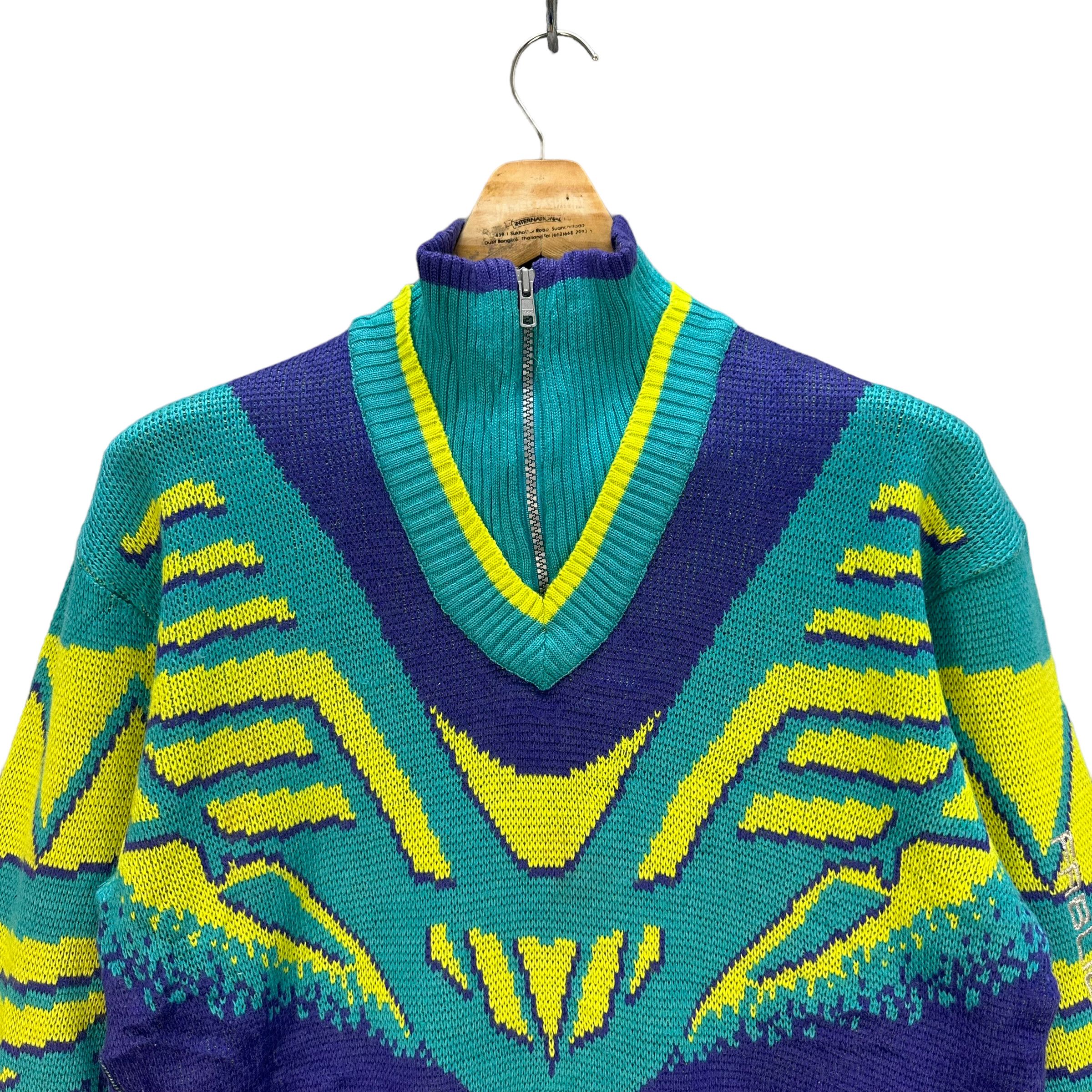 Japanese Brand FABLICE COLORFUL KNITTED SWEATER #8119-202 Size US L / EU 52-54 / 3 - 2 Thumbnail