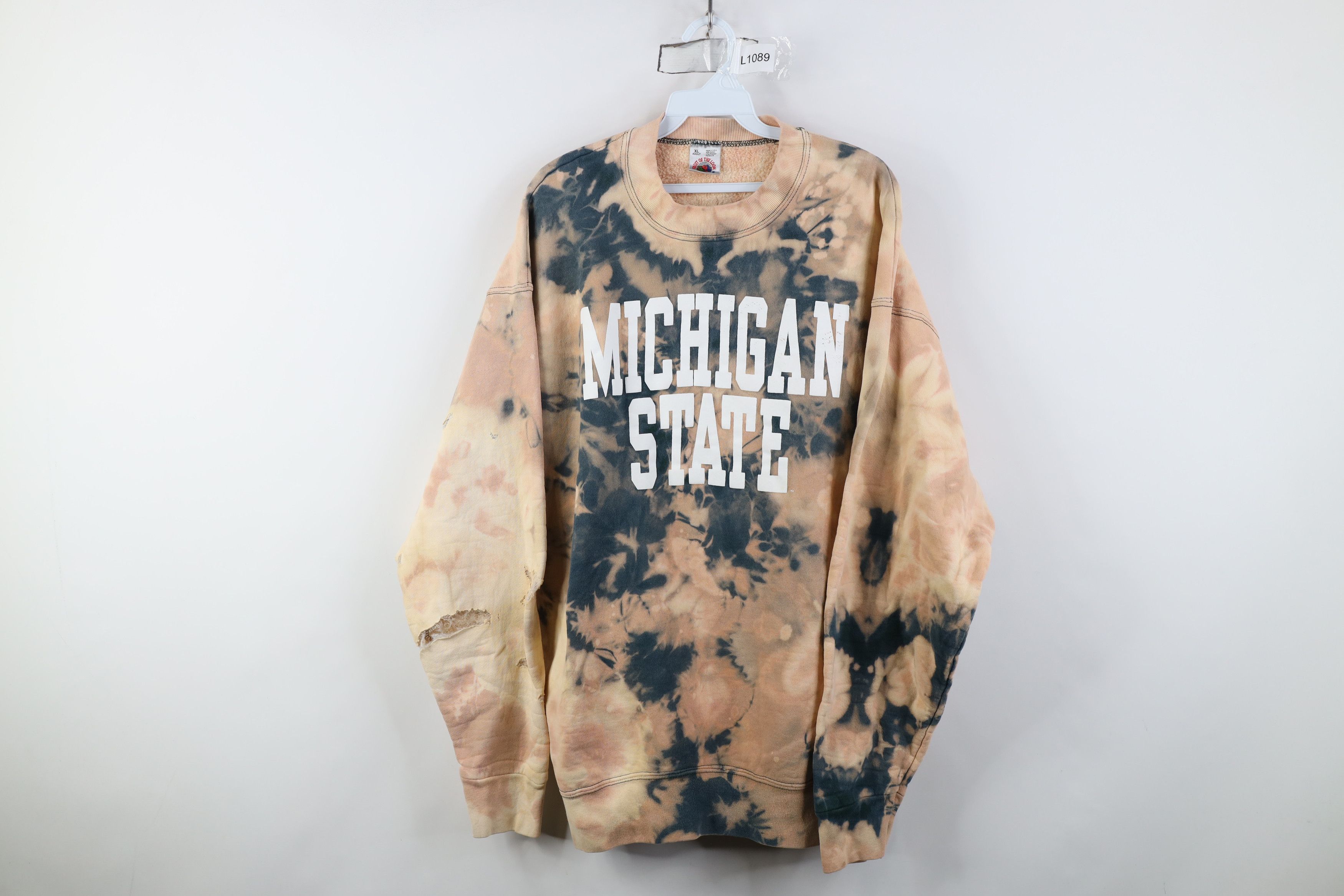 Vintage Vintage 90s Acid Wash Michigan State University Sweatshirt Size US XL / EU 56 / 4 - 1 Thumbnail