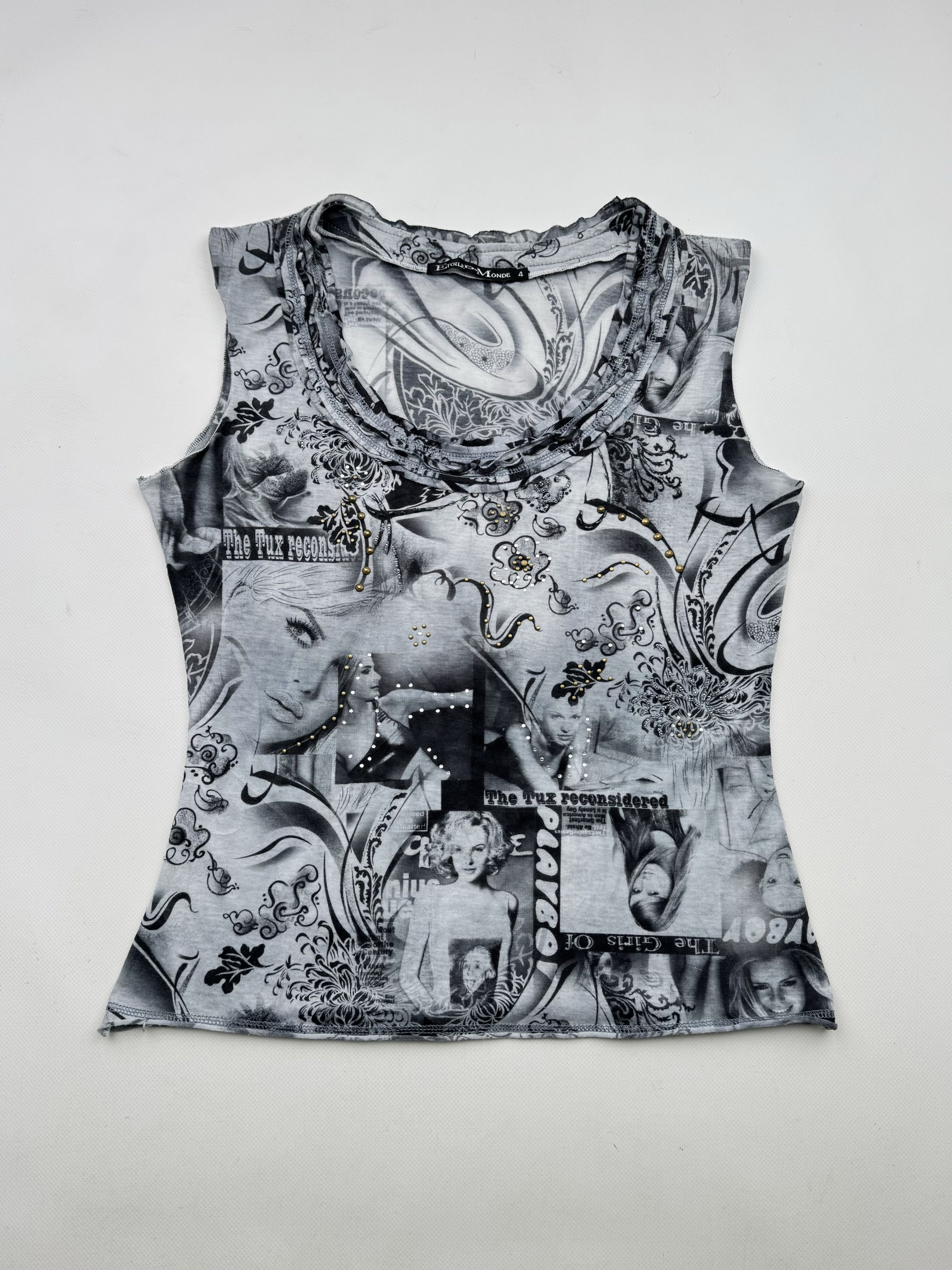 Vintage 90's Printed Tank Top B31(V388)E2 Size L / US 10 / IT 46 - 1 Thumbnail